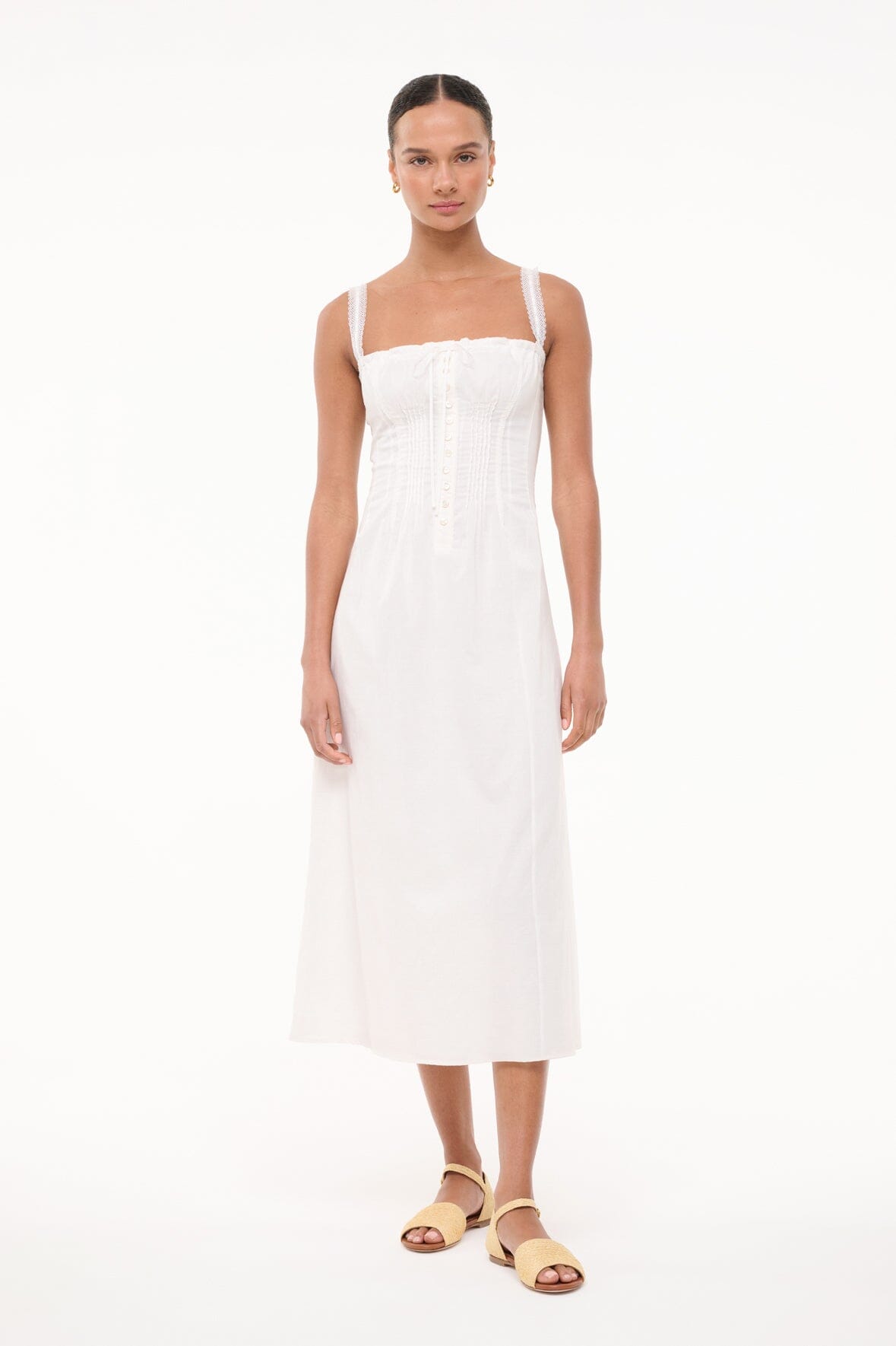 Victorian Lace Matilde Dress with Pintucking - White