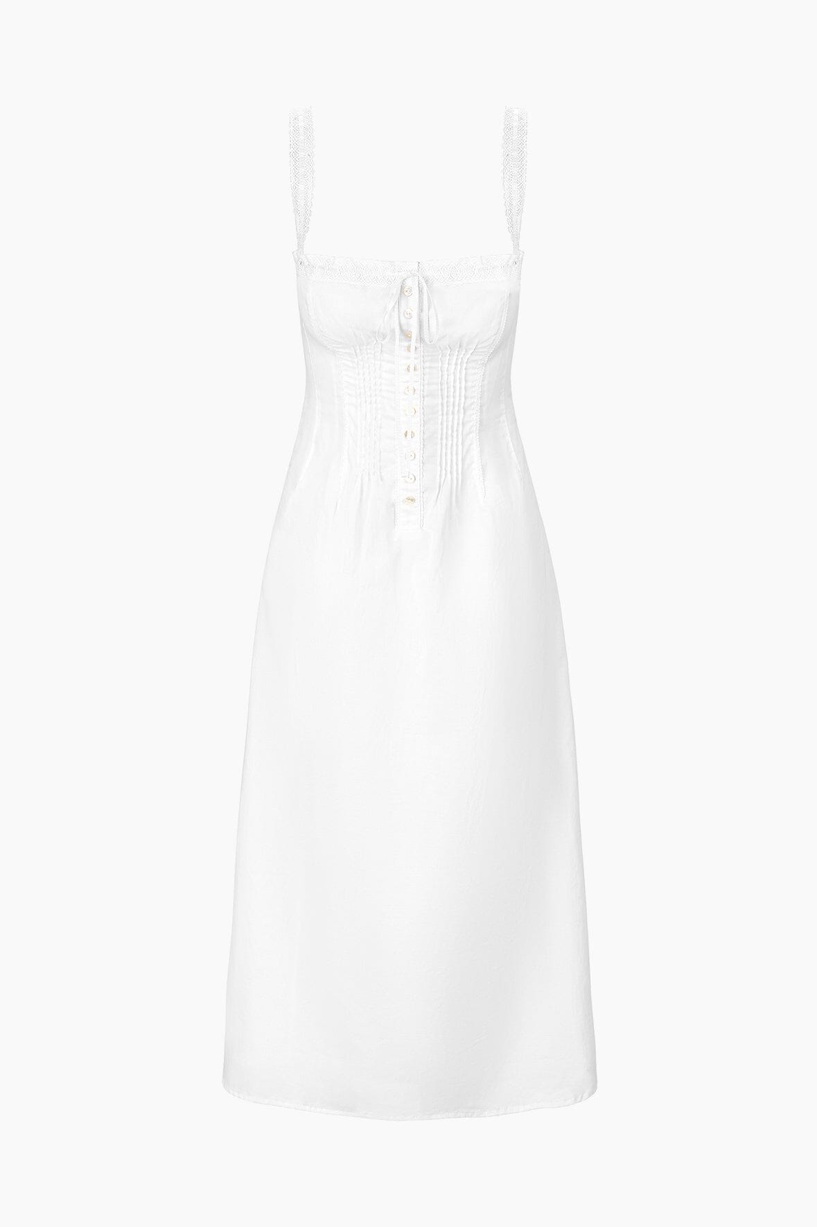 Victorian Lace Matilde Dress with Pintucking - White