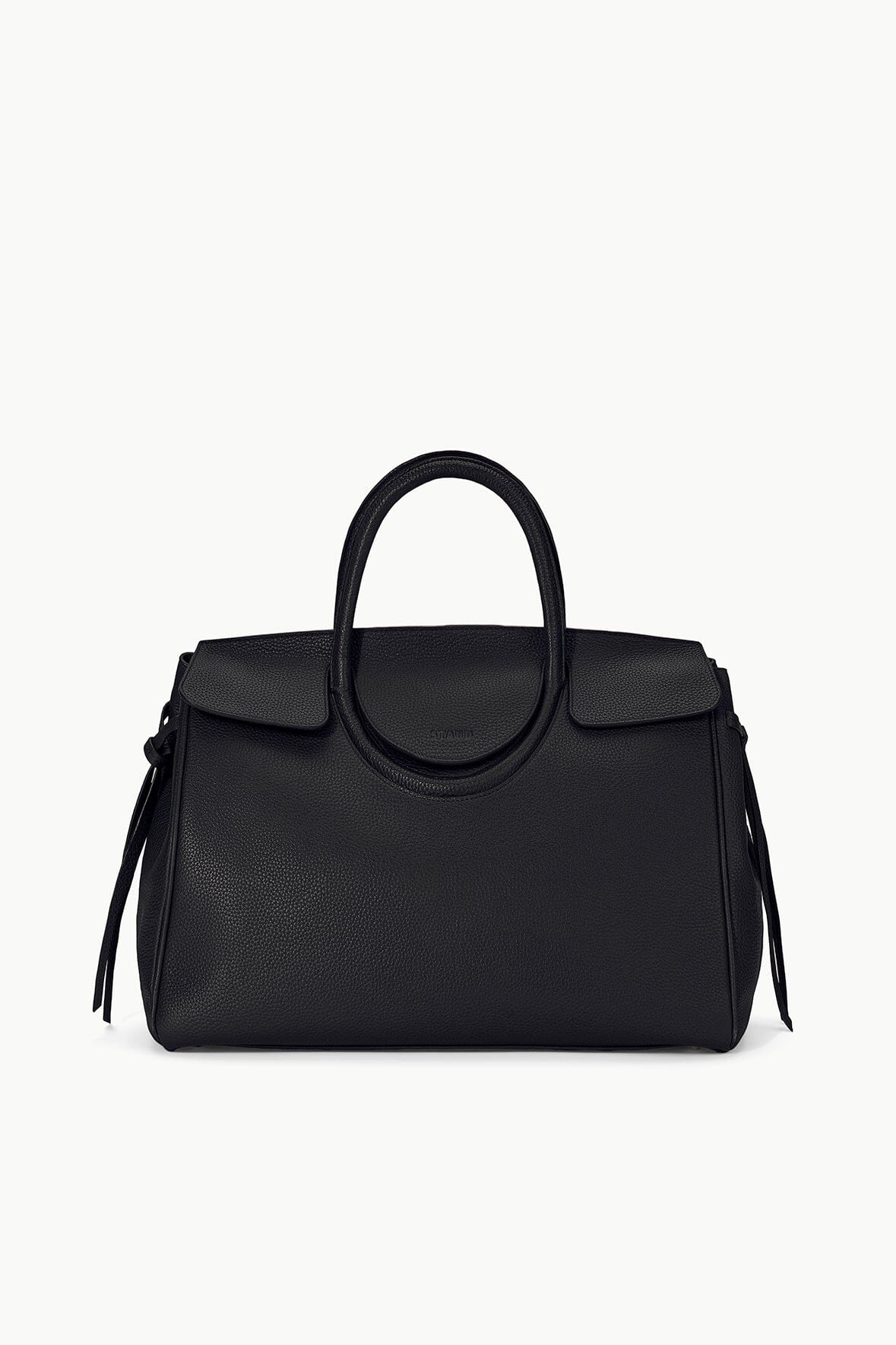 Maude Black Pebbled Leather Carryall Bag with Organizational Pockets