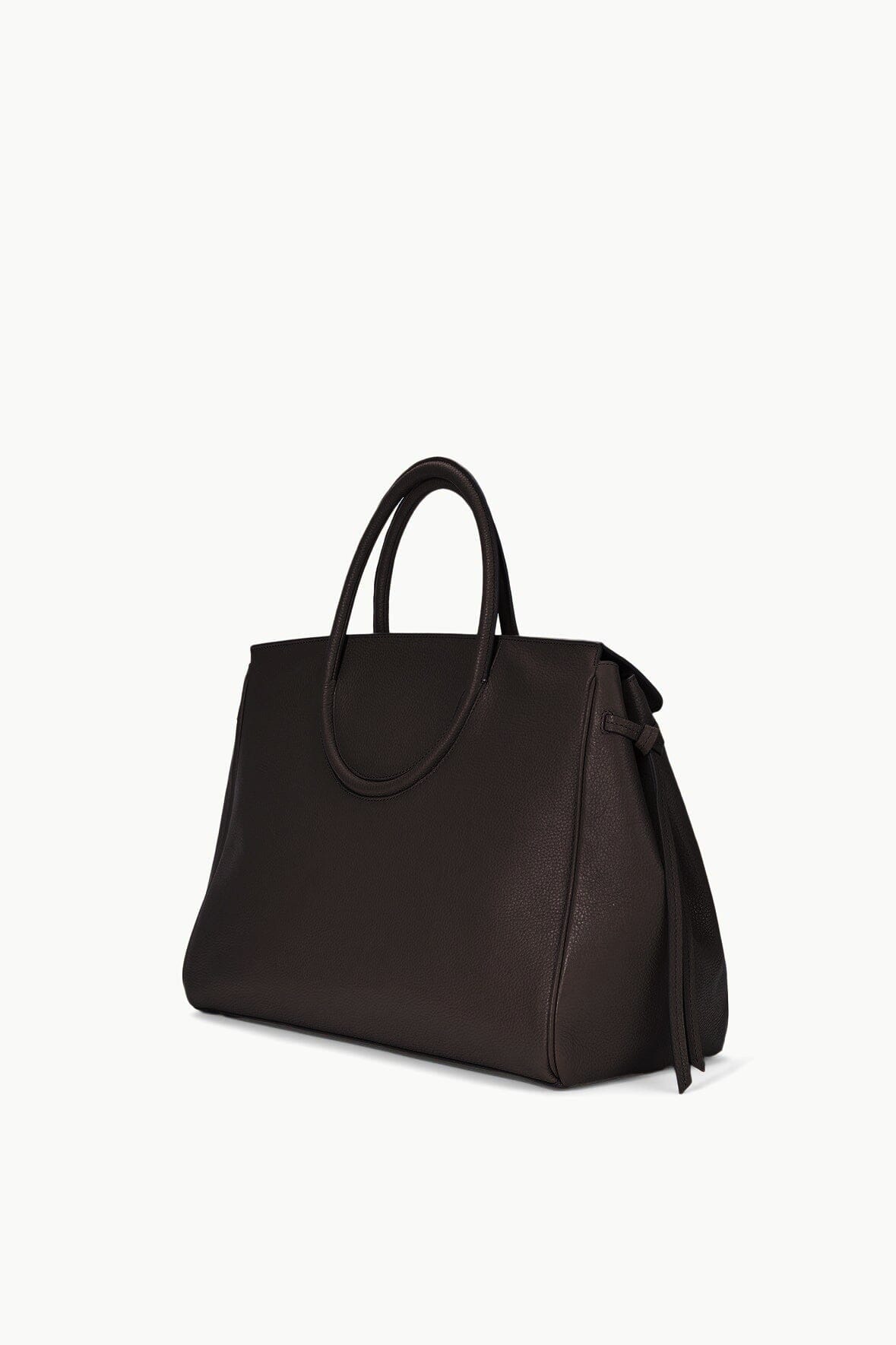 Maude Carryall Leather Tote Bag in Espresso with Pockets