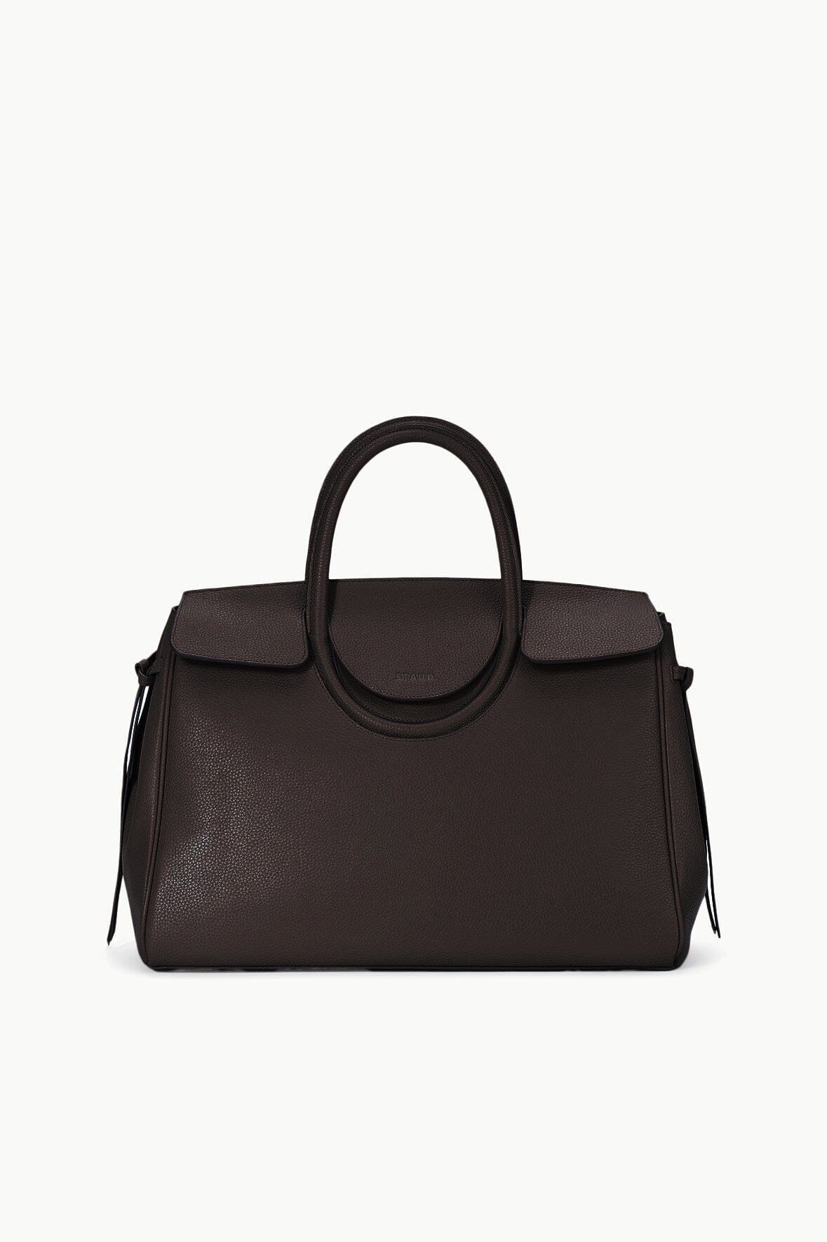 Maude Carryall Leather Tote Bag in Espresso with Pockets