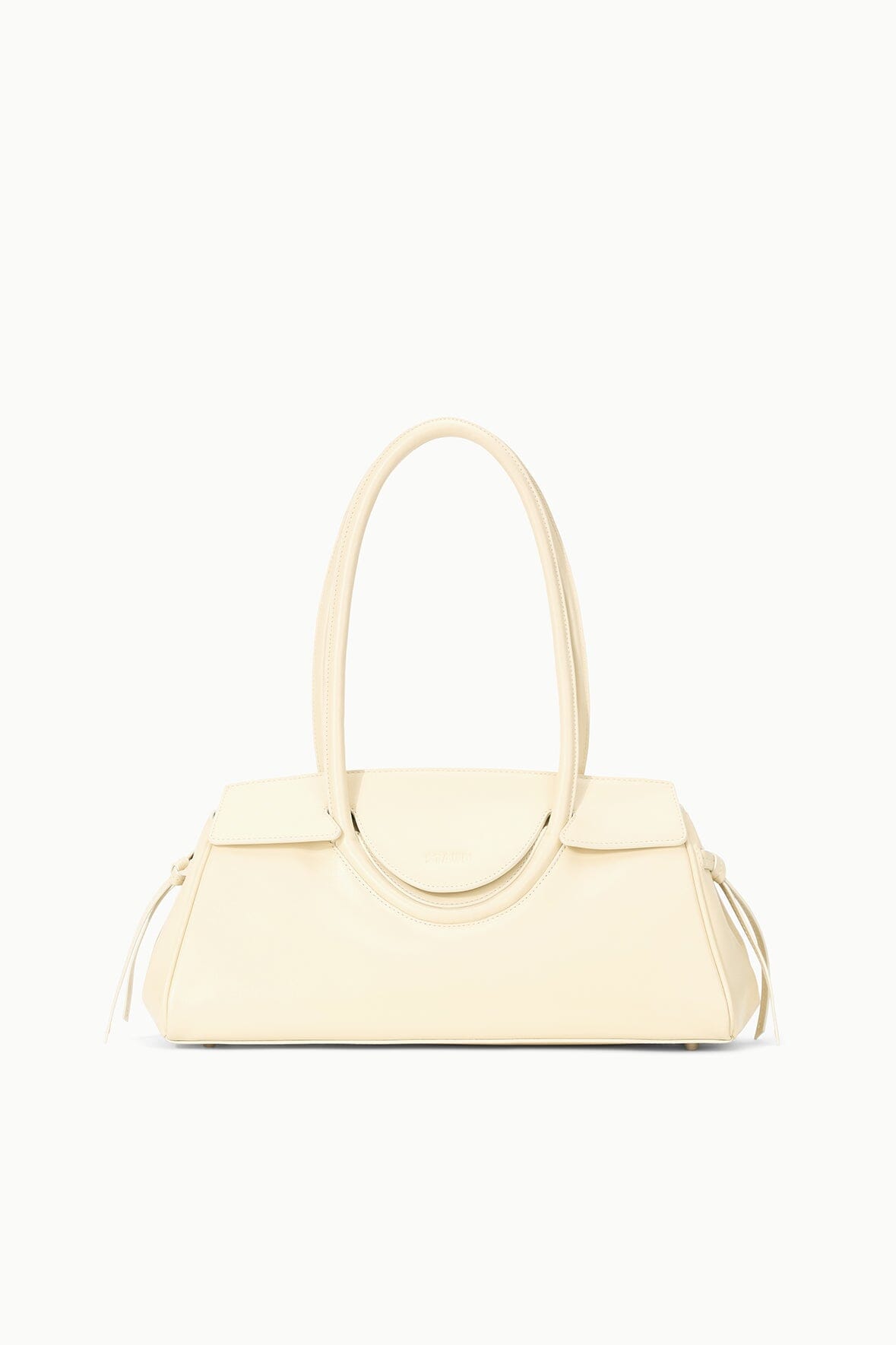 Maude Leather Shoulder Bag in Cream with Flap Closure