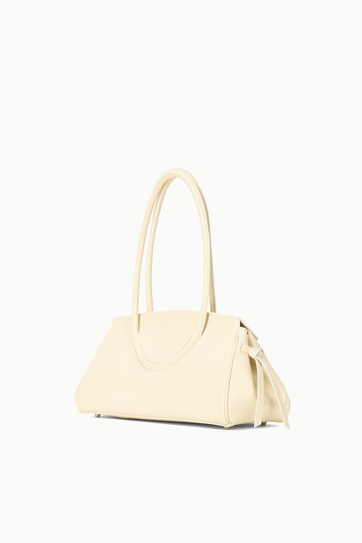 Maude Leather Shoulder Bag in Cream with Flap Closure