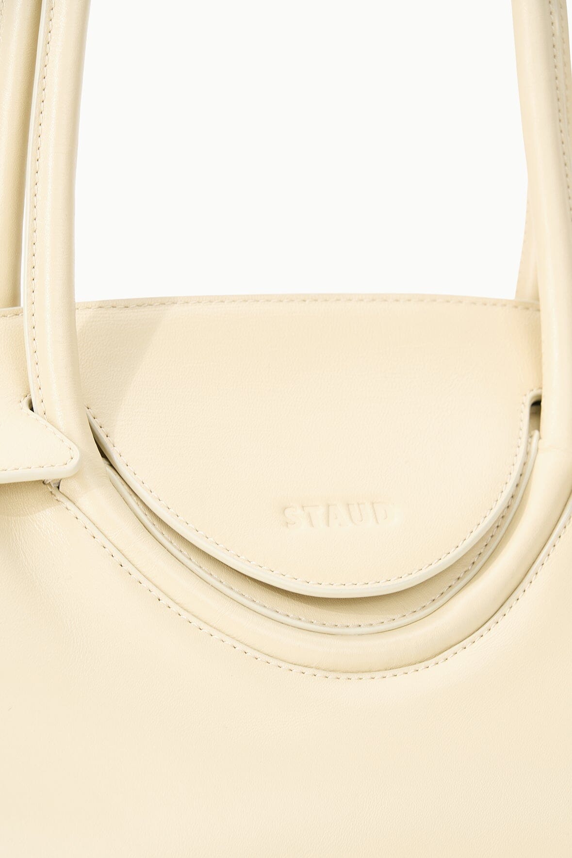 Maude Leather Shoulder Bag in Cream with Flap Closure
