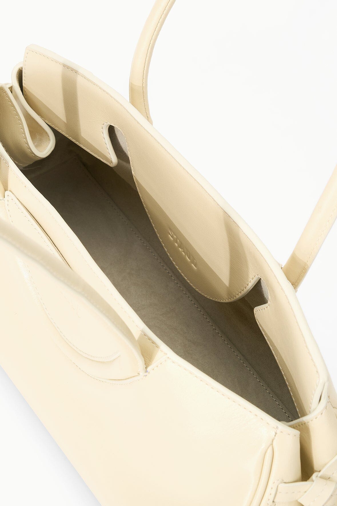 Maude Leather Shoulder Bag in Cream with Flap Closure