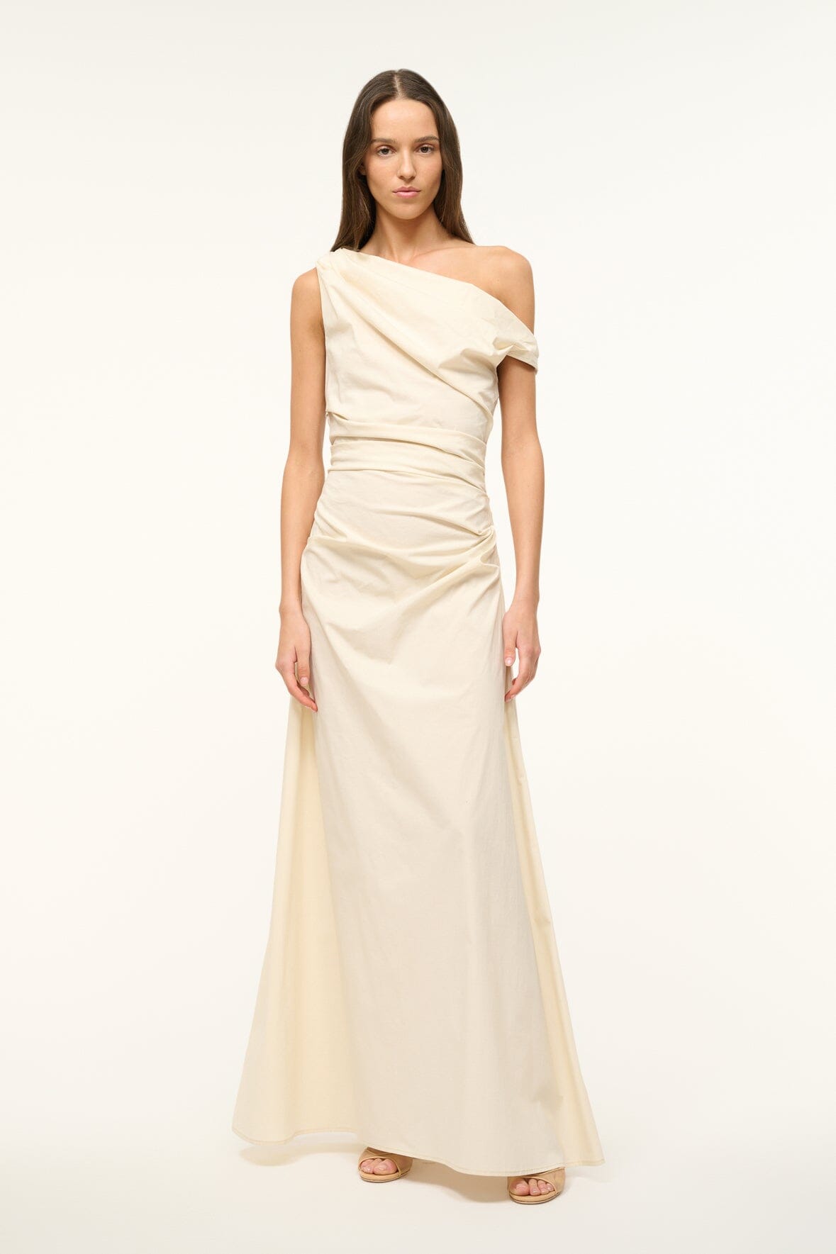 Buttercream One Shoulder Maxi Dress | Summer Stretch Poplin Phare Dress