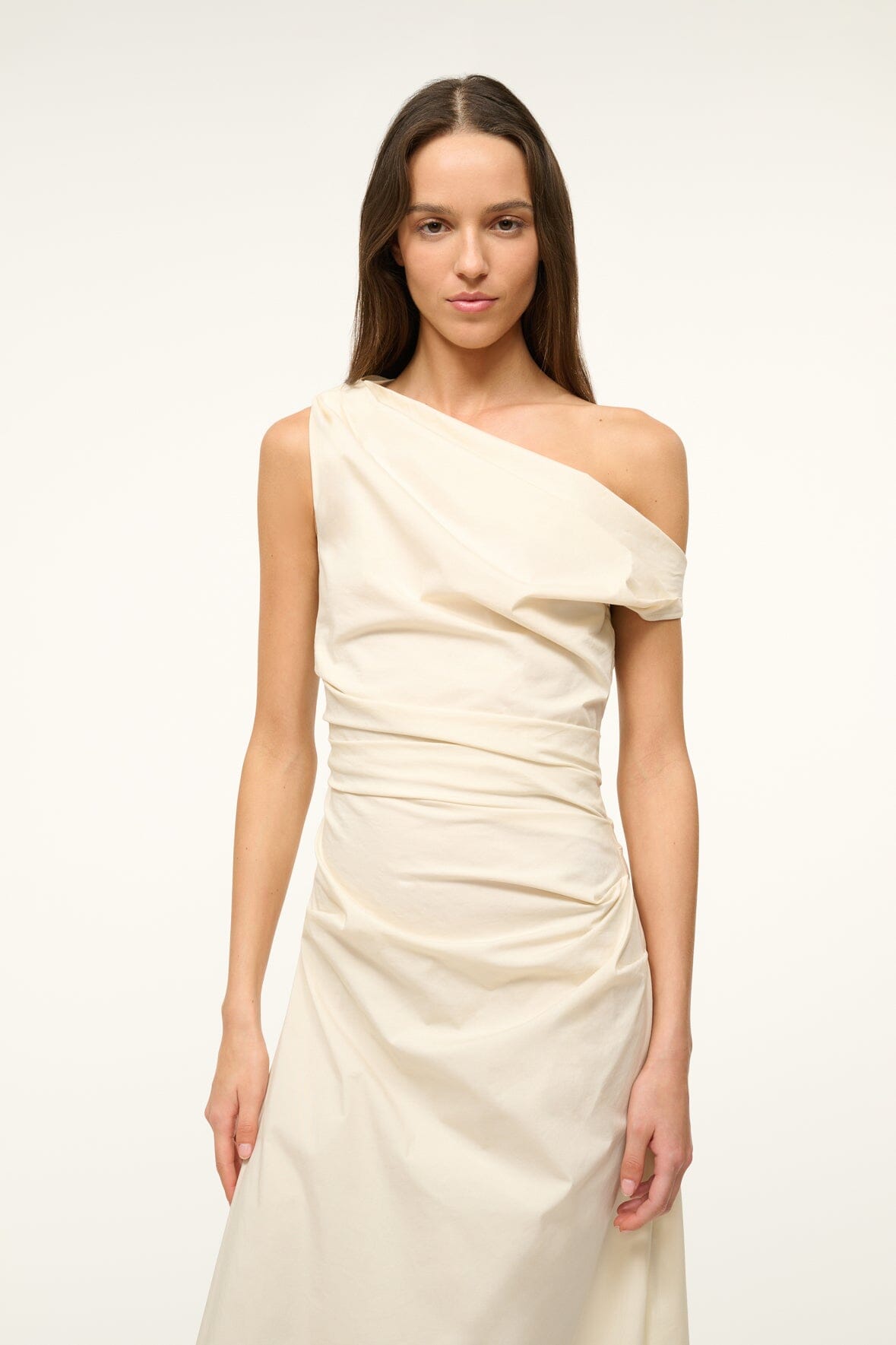Buttercream One Shoulder Maxi Dress | Summer Stretch Poplin Phare Dress