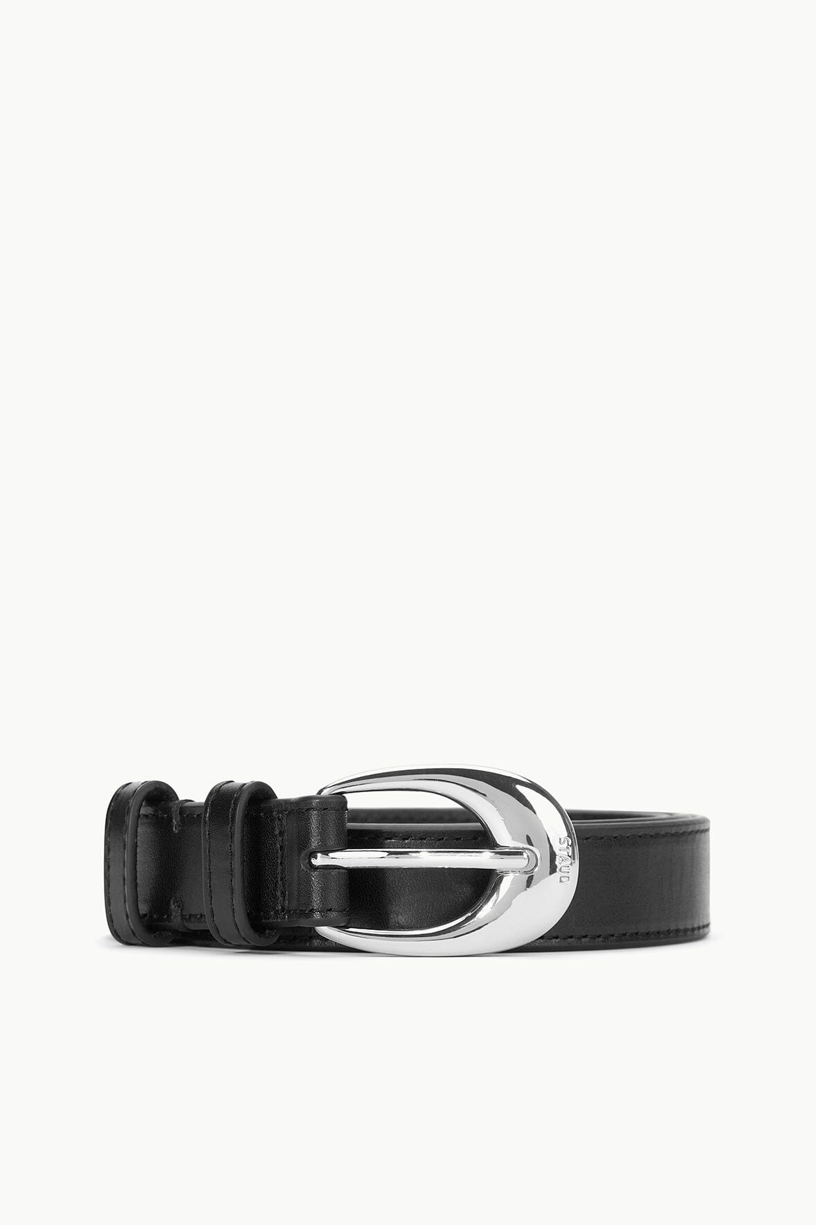 Moon Buckle Leather Belt – 26mm Black & Silver Crescent Design