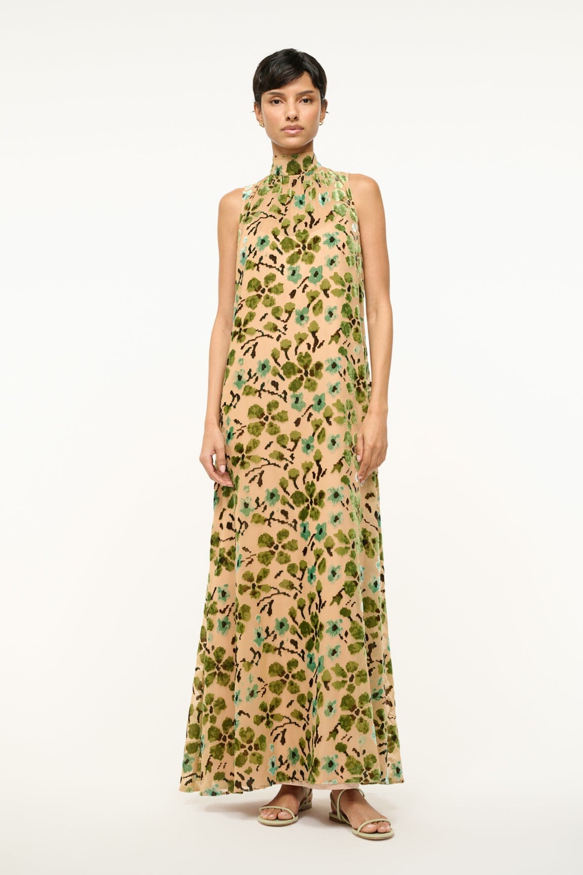 Velvet Burnout Floral Albee Dress with Back Tie Detail