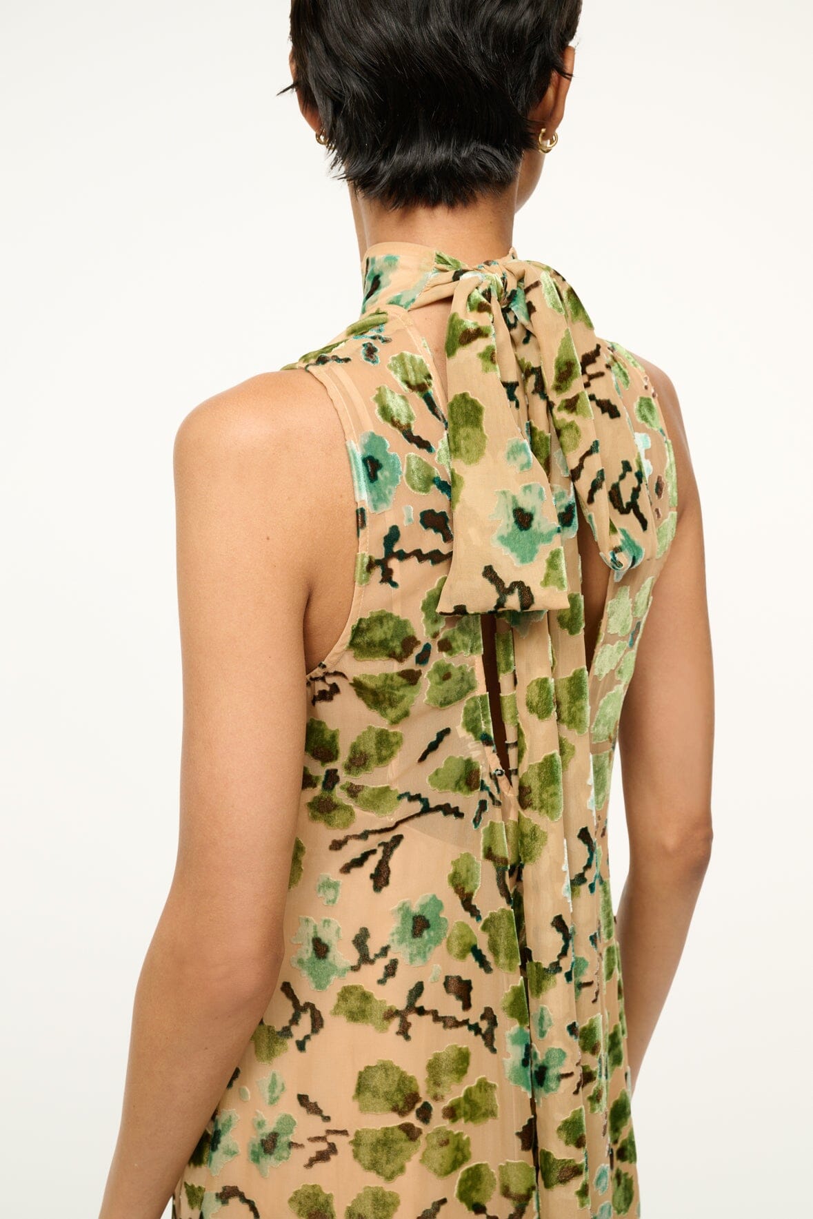 Velvet Burnout Floral Albee Dress with Back Tie Detail