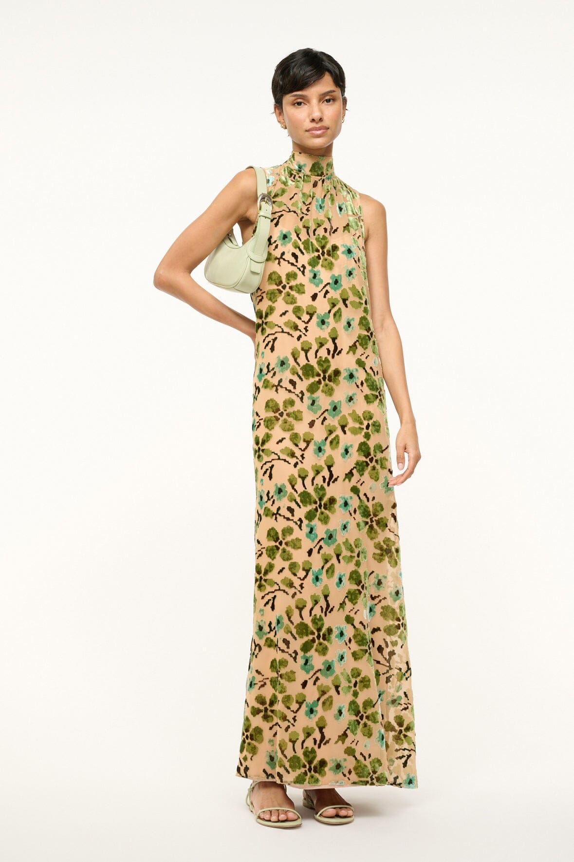 Velvet Burnout Floral Albee Dress with Back Tie Detail
