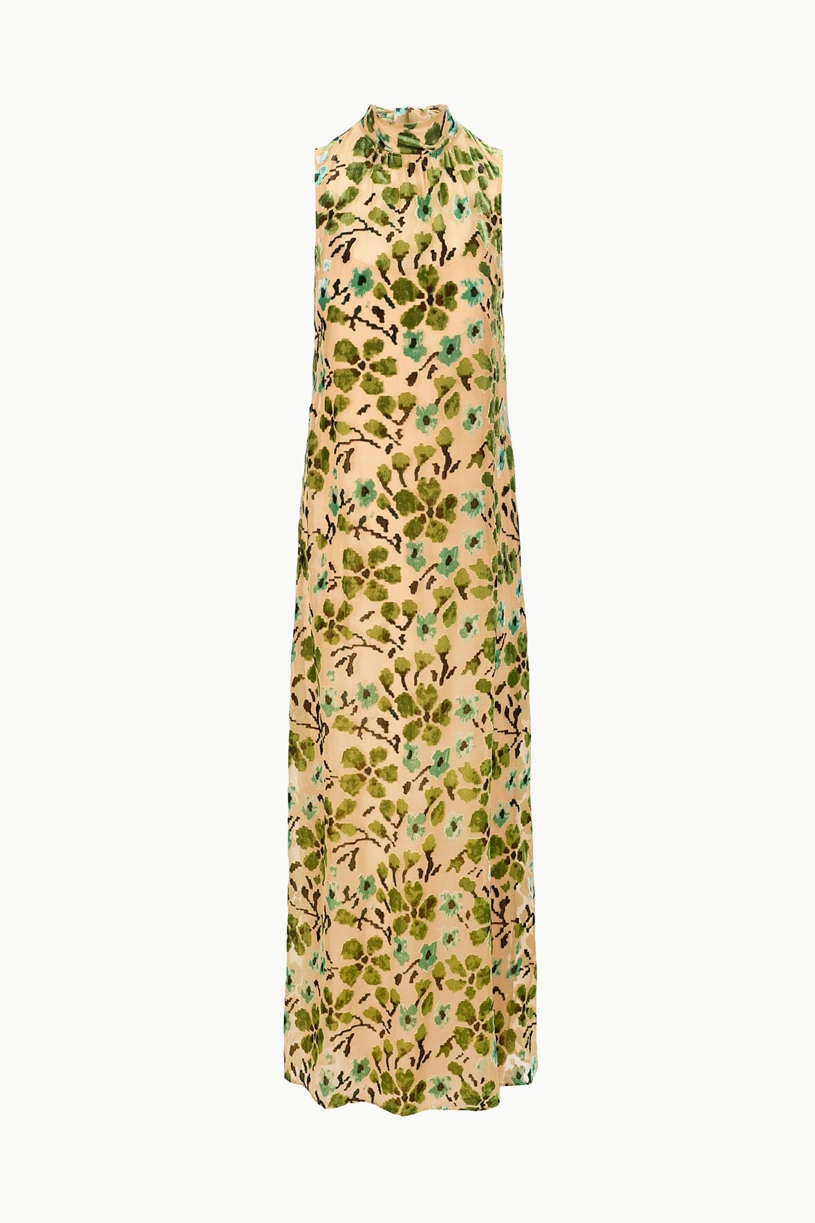 Velvet Burnout Floral Albee Dress with Back Tie Detail