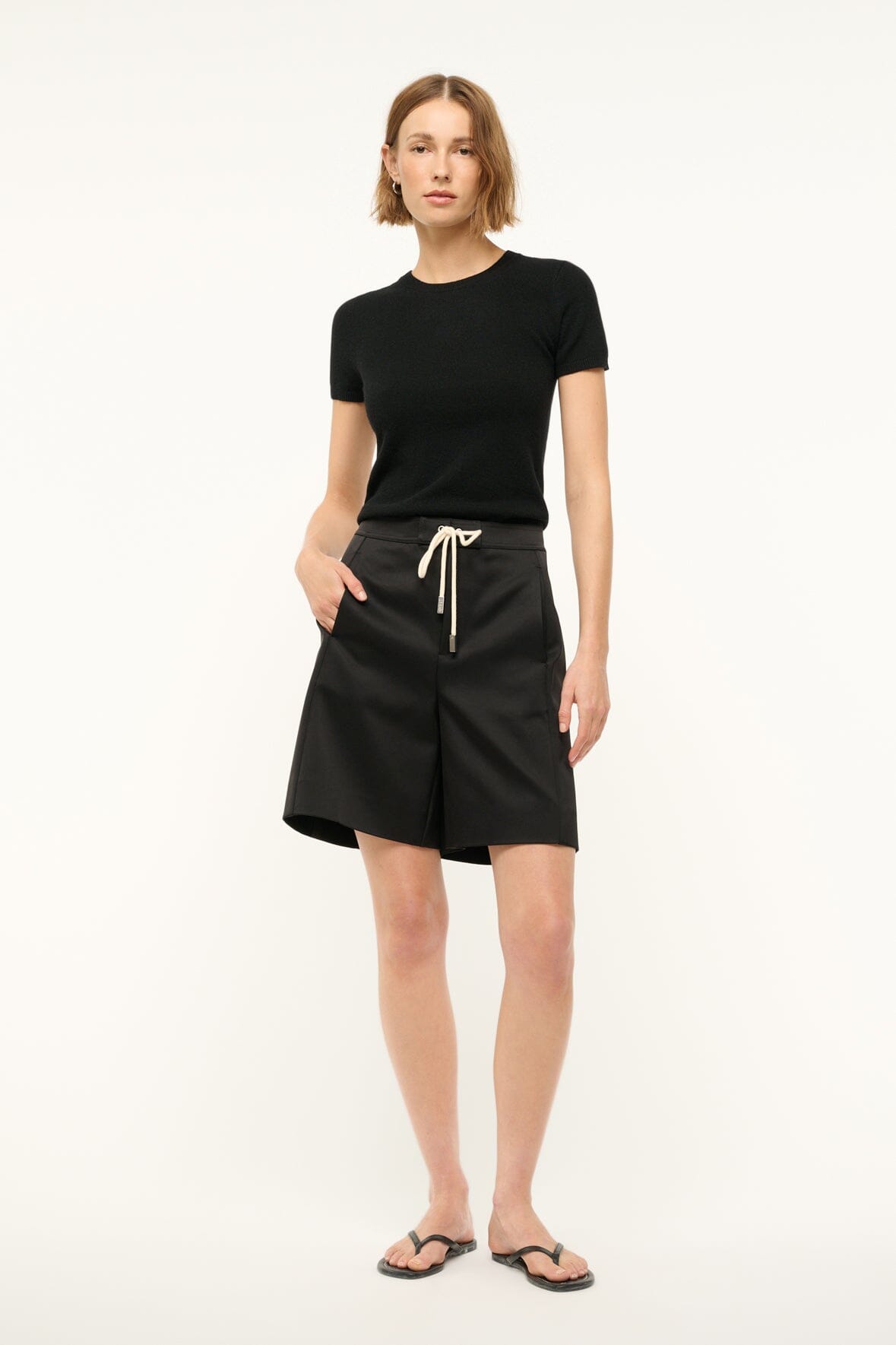 Mendoza Satin Board Shorts with Pockets – Black