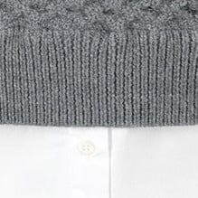 Aldrin Cable Knit Sweater Dress with Poplin Collar - Charcoal White