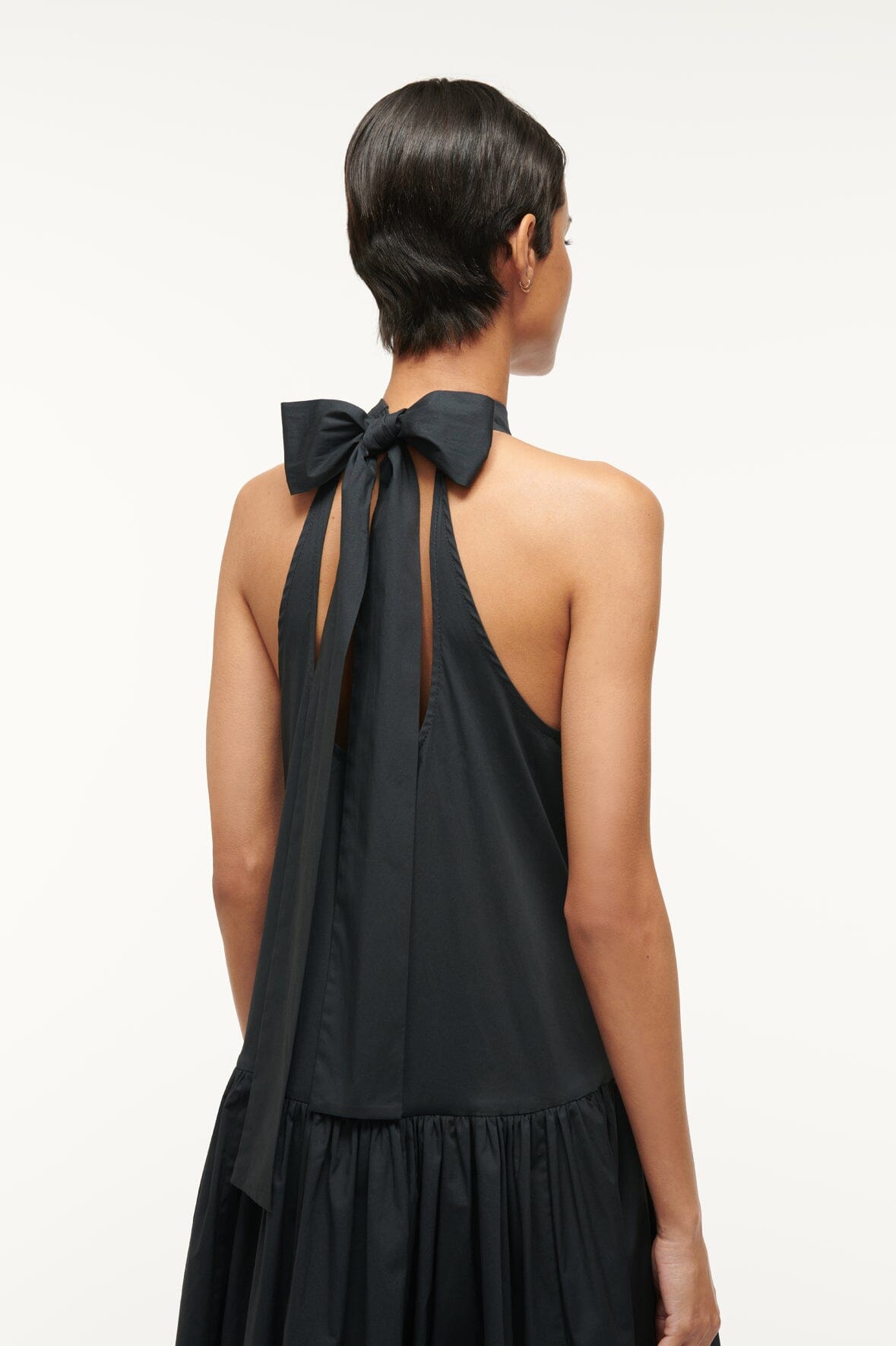 Black Marlowe Midi Dress - Halter Neck with Ruffle Tier