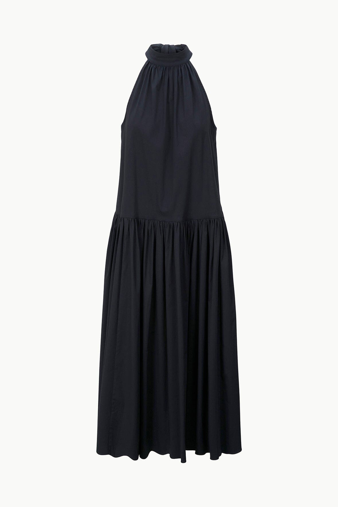 Black Marlowe Midi Dress - Halter Neck with Ruffle Tier