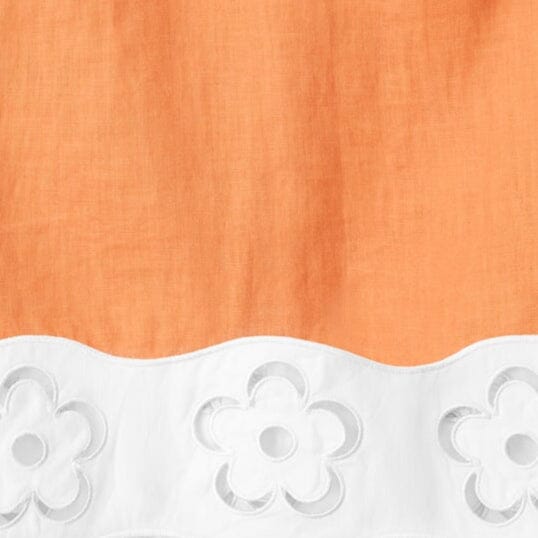 Mika Linen Sleeveless Top with Floral Cut Out Hem | Apricot White