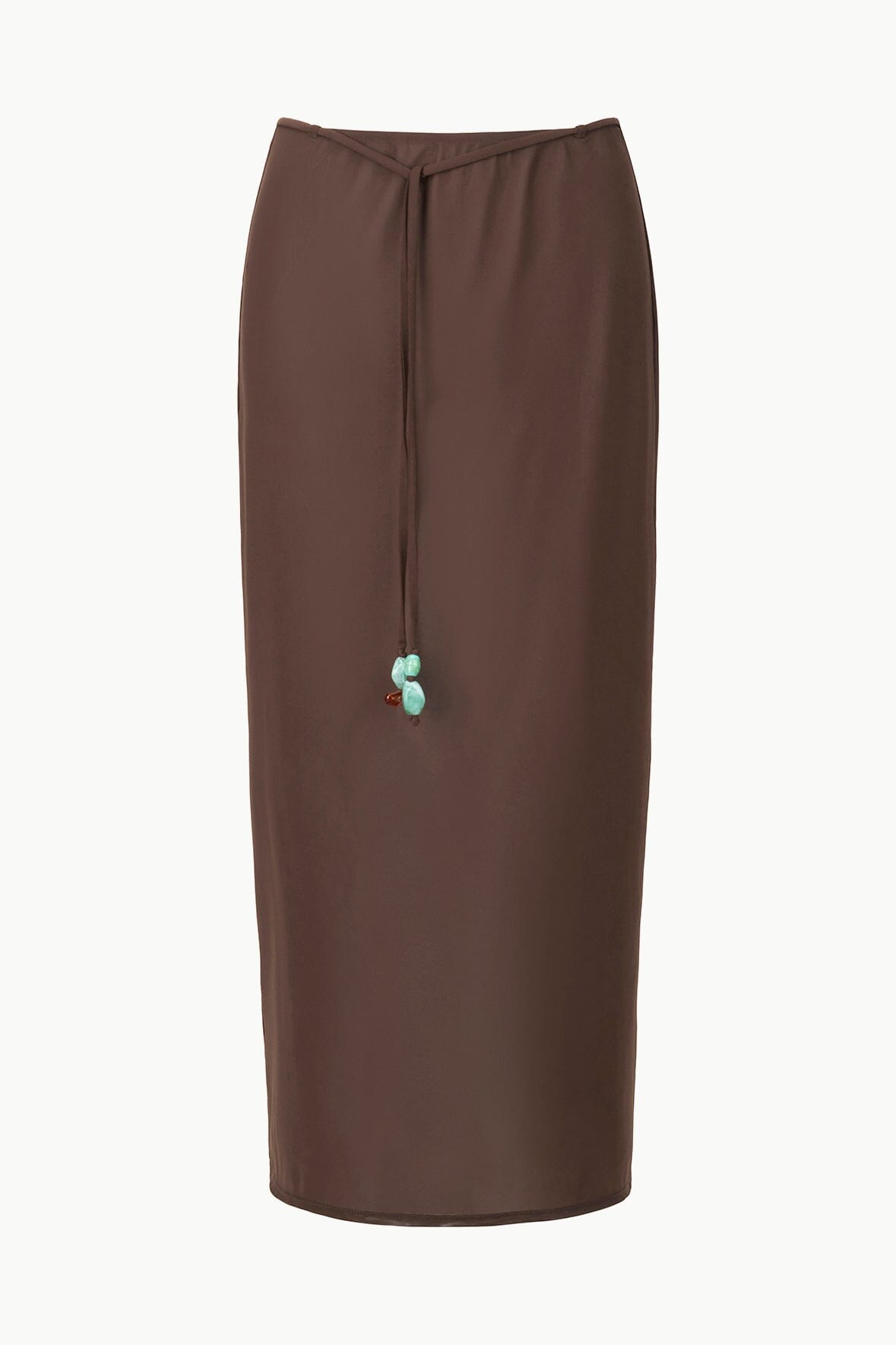 Milena Beach Cover Up Skirt - Dark Chocolate Mesh with Beaded Ties