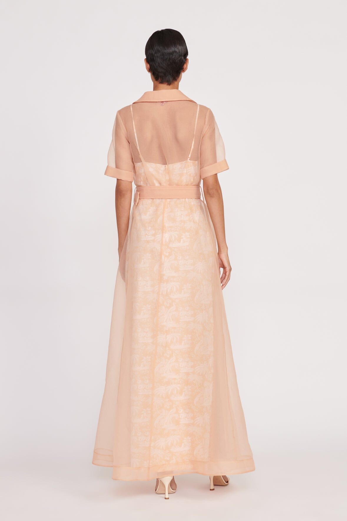 Millie Beige Ivory Toile Dress with Removable Belt & Pockets