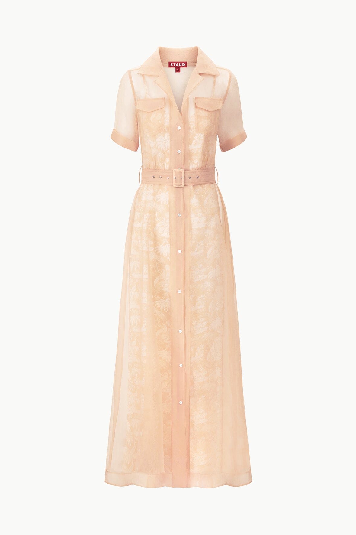 Millie Beige Ivory Toile Dress with Removable Belt & Pockets