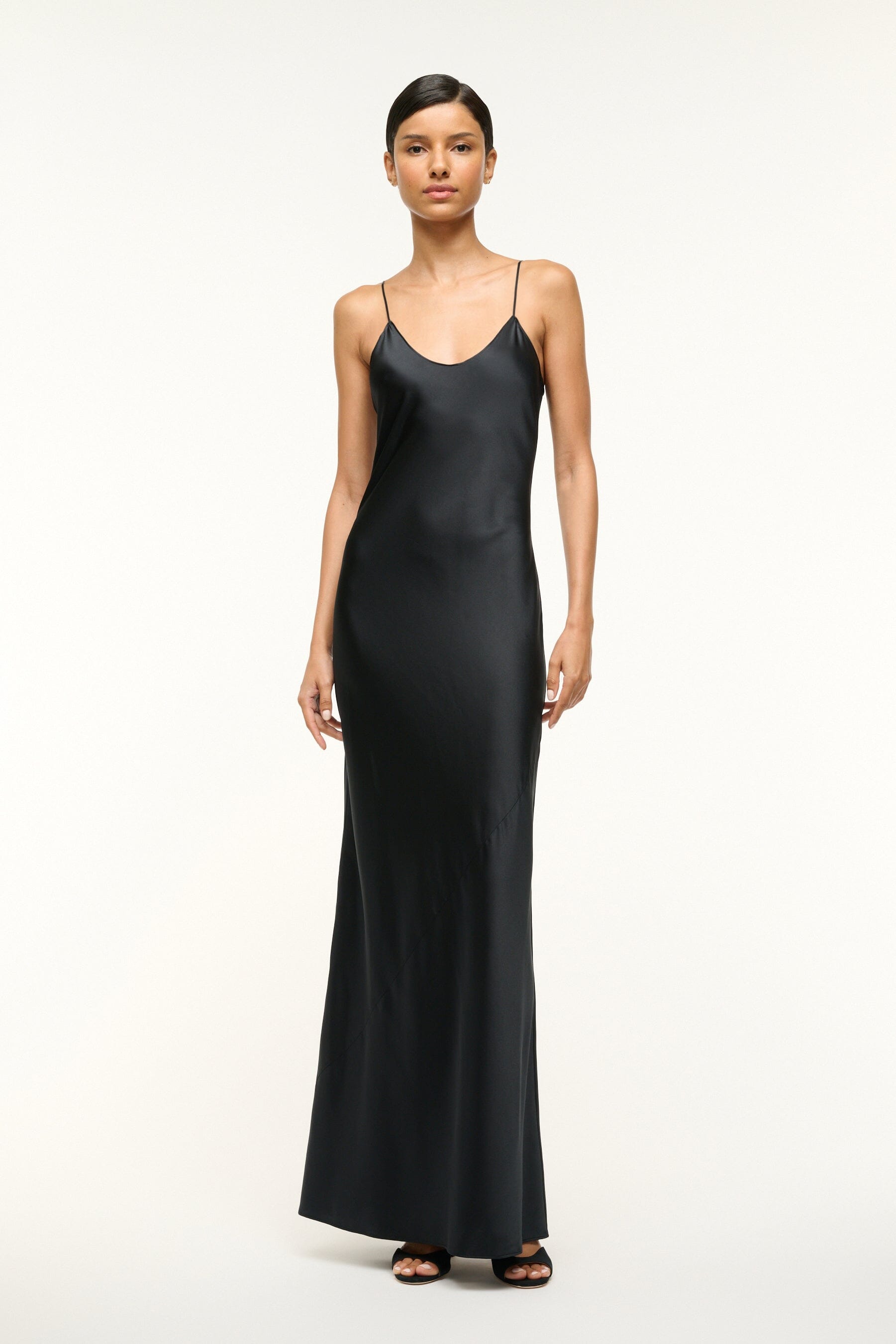 Milner Black Silk Slip Dress with Spaghetti Straps