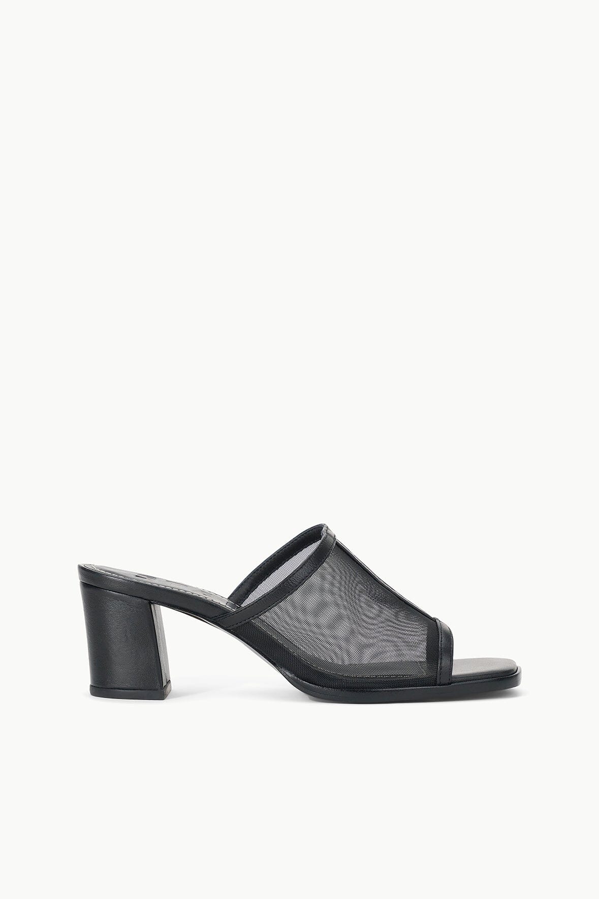 Alessandra Black Mesh Block Heel Sandals