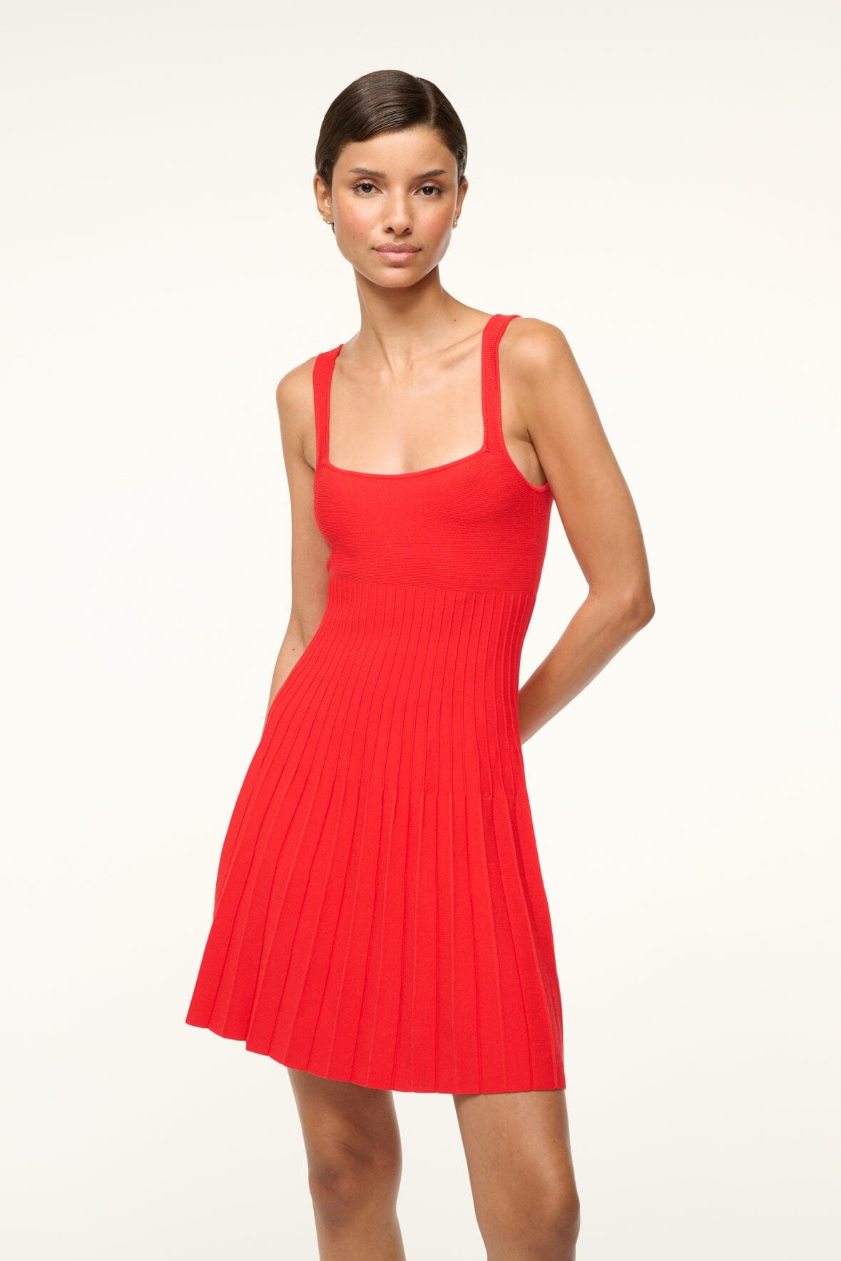 Mini Ellison Square Neck Knit Dress in Red Rose | Bra-Friendly Straps