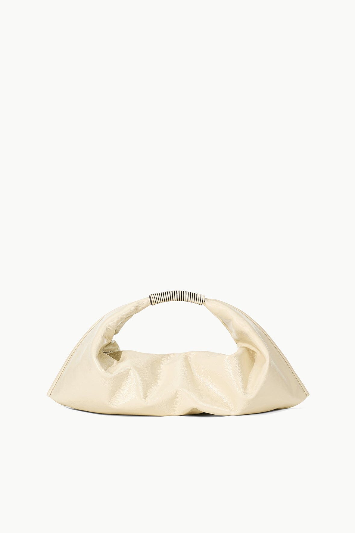 Cream Leather Mini Ronnie Shoulder Bag with Zip Closure