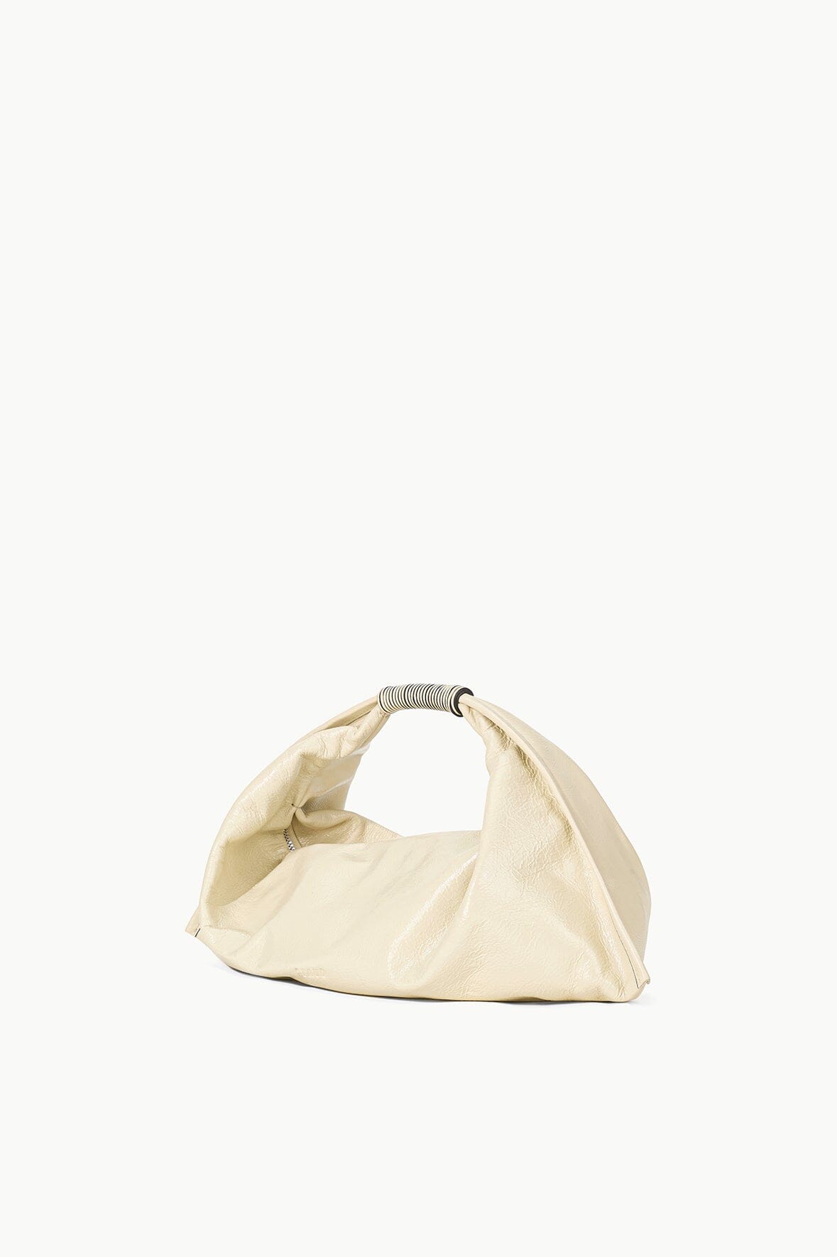Cream Leather Mini Ronnie Shoulder Bag with Zip Closure