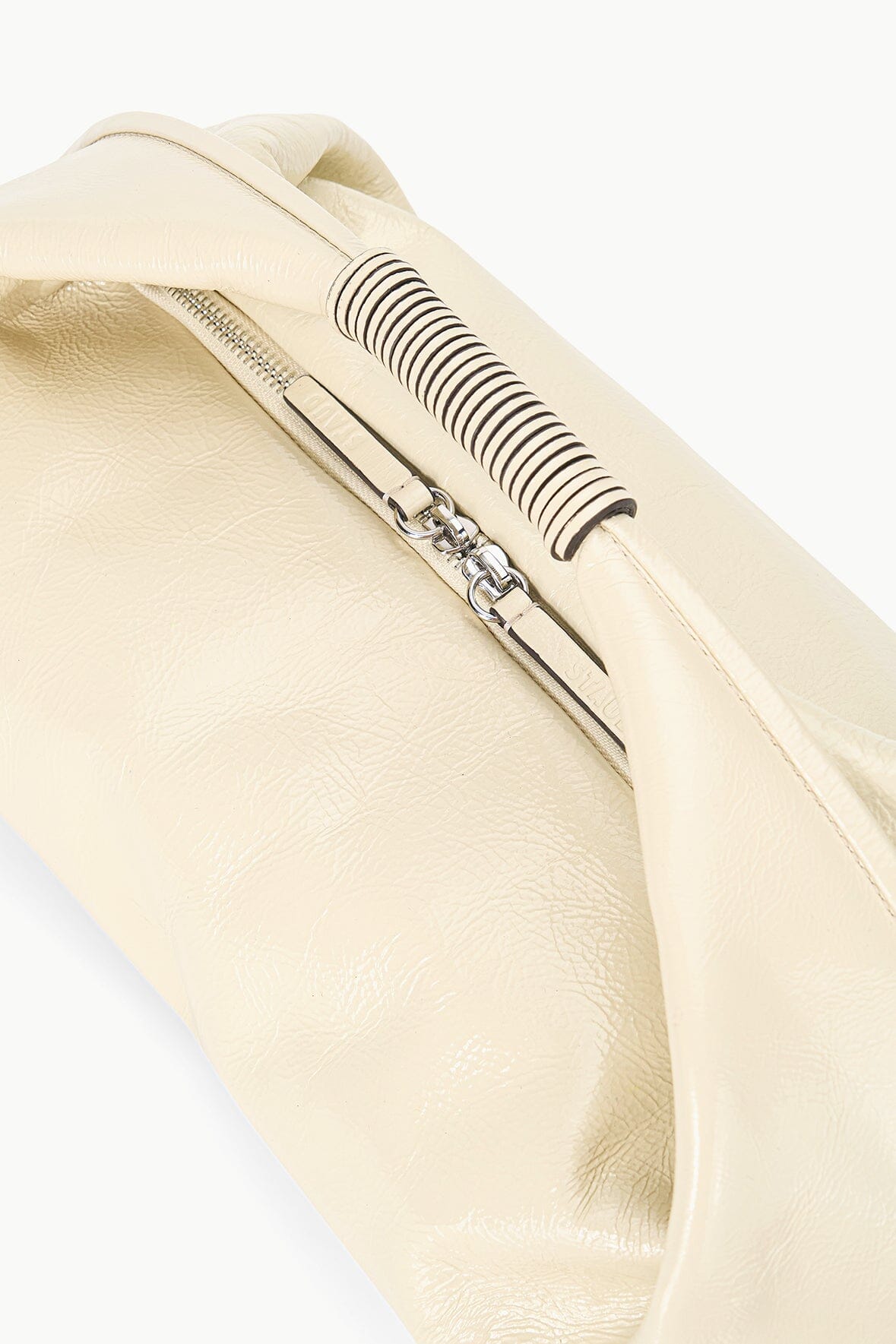 Cream Leather Mini Ronnie Shoulder Bag with Zip Closure