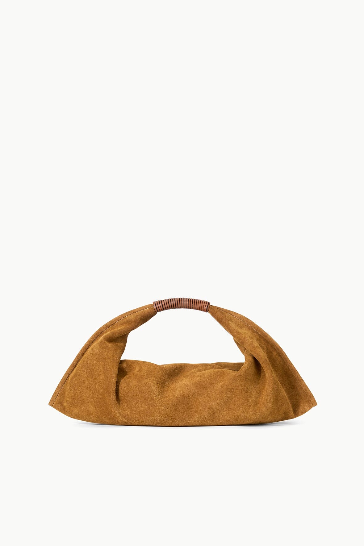 Mini Ronnie Suede Shoulder Bag – Tan Leather Handle & Zip Closure