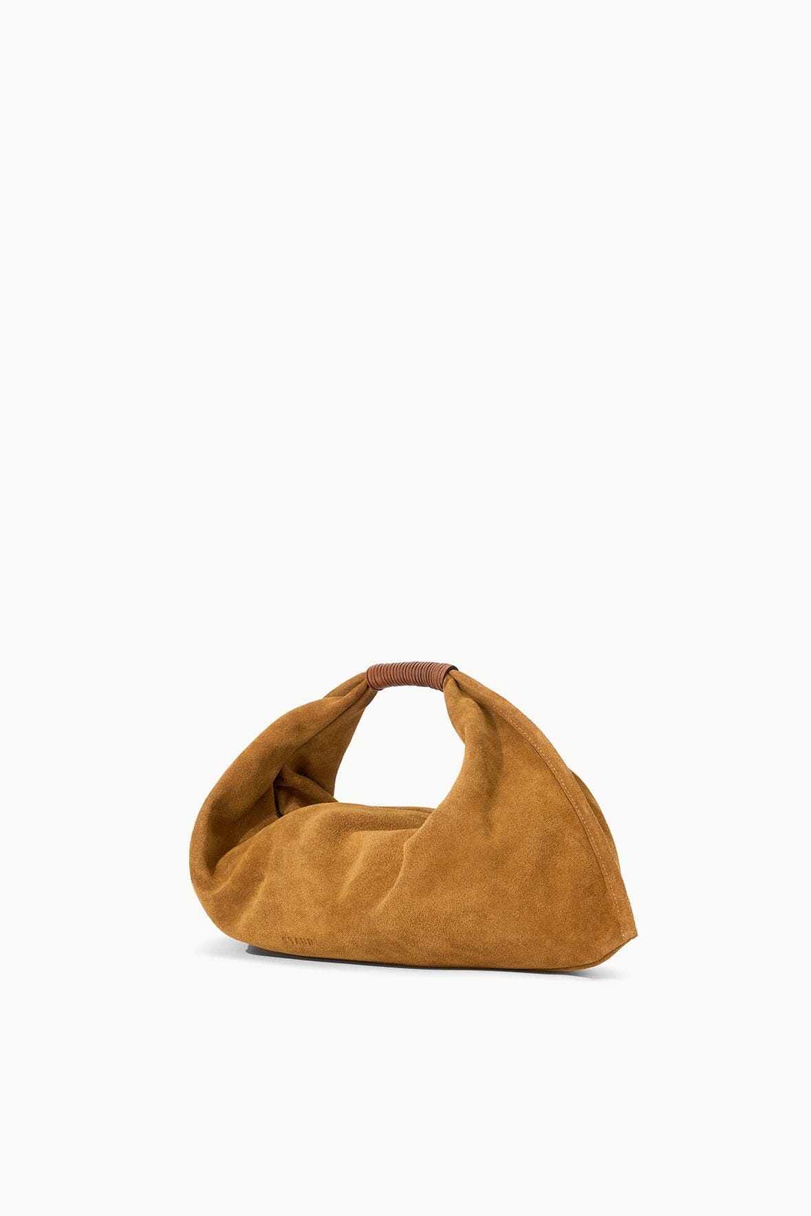 Mini Ronnie Suede Shoulder Bag – Tan Leather Handle & Zip Closure