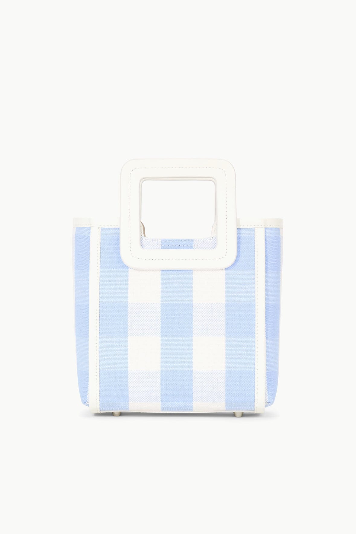 Mini Shirley Bag in Sky Gingham with Adjustable Strap & Leather Pouch