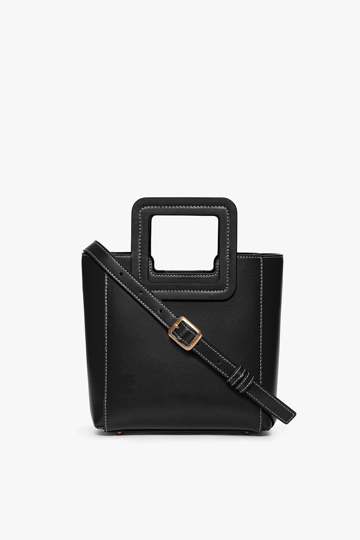 Mini Shirley Leather Crossbody Bag - Black with Removable Pouch