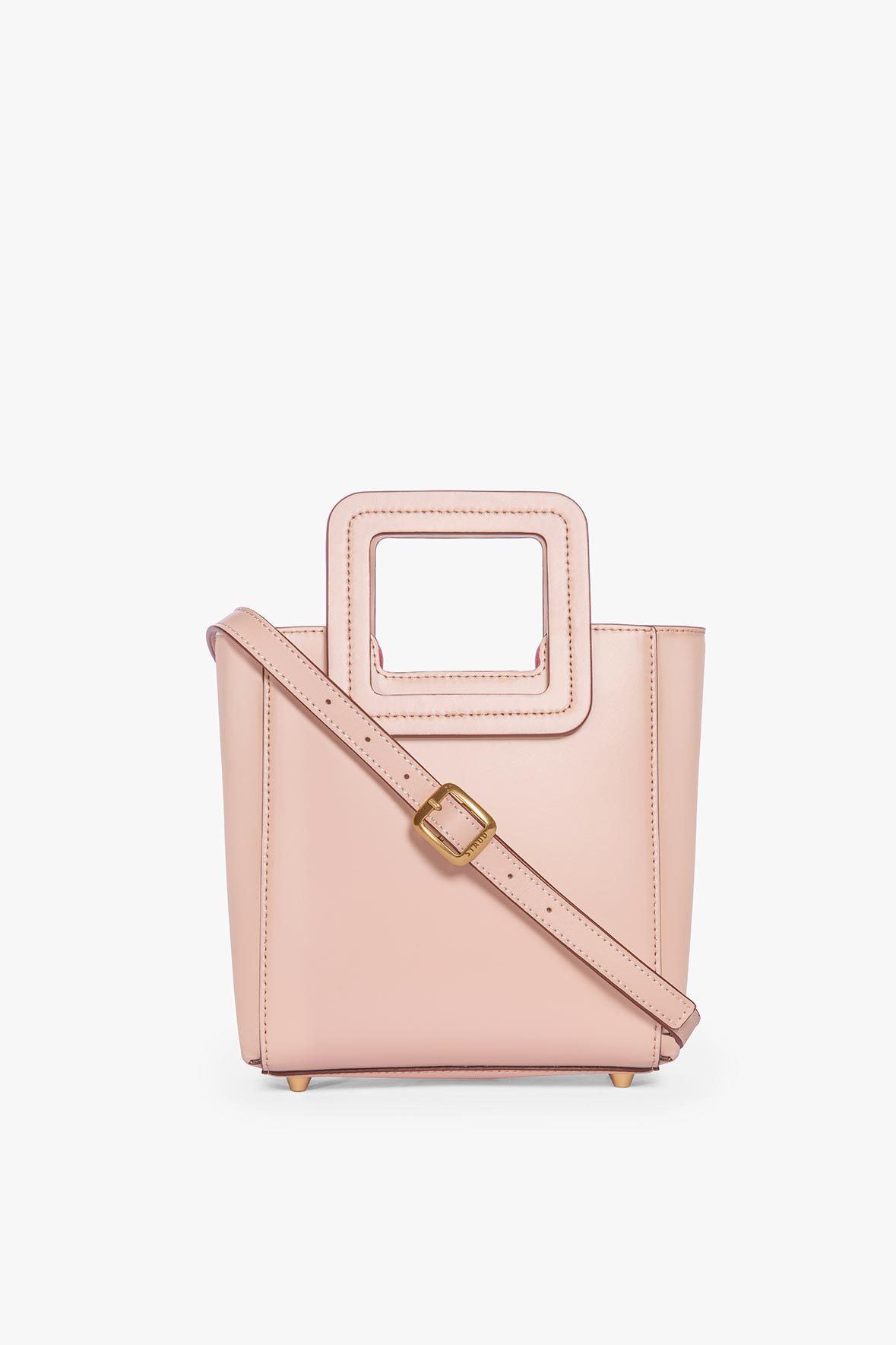 Mini Shirley Leather Crossbody Bag in Blush Pink with Removable Strap