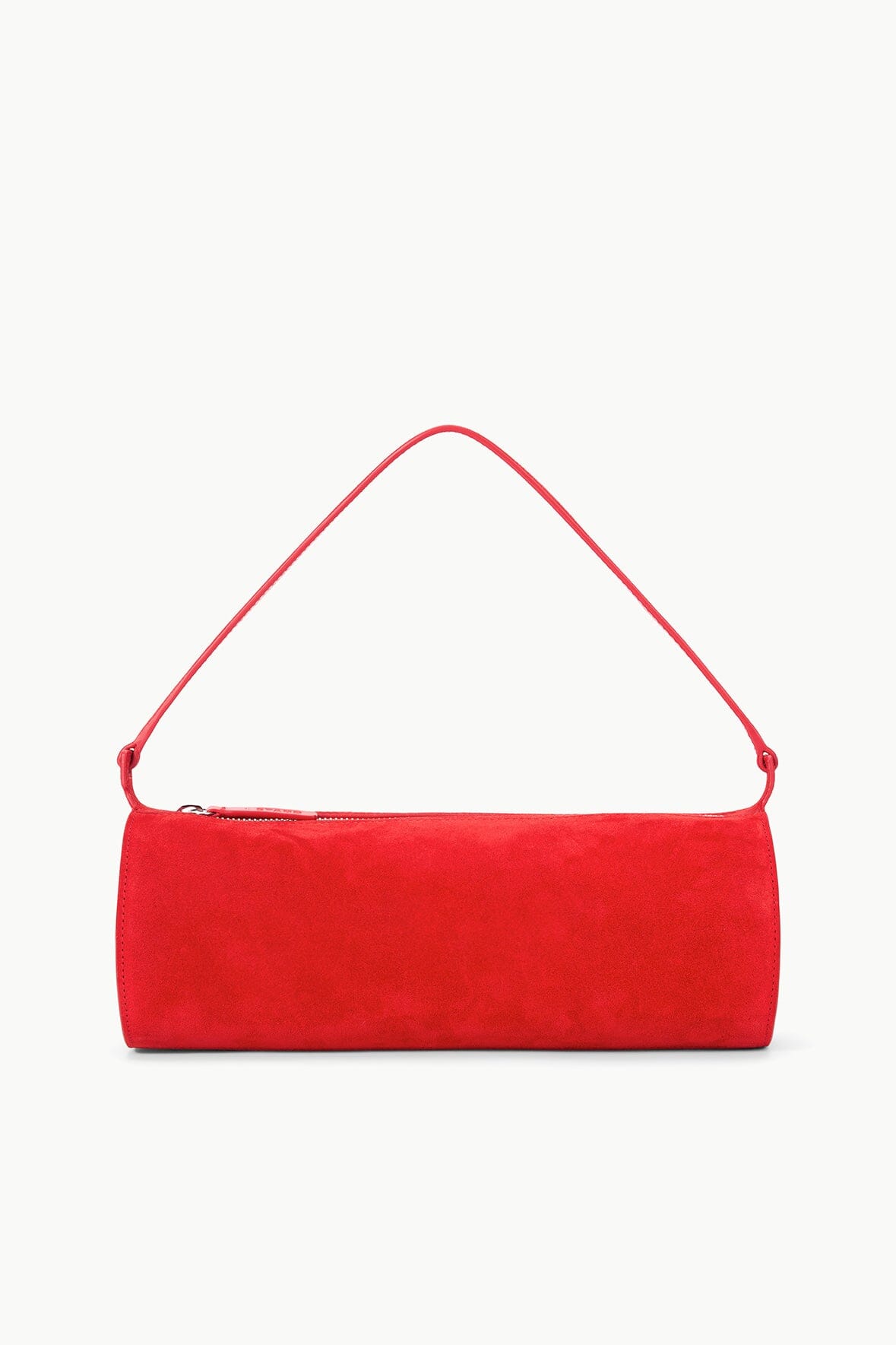 Red Rose Suede Mini Taru Shoulder Bag with Zip Closure