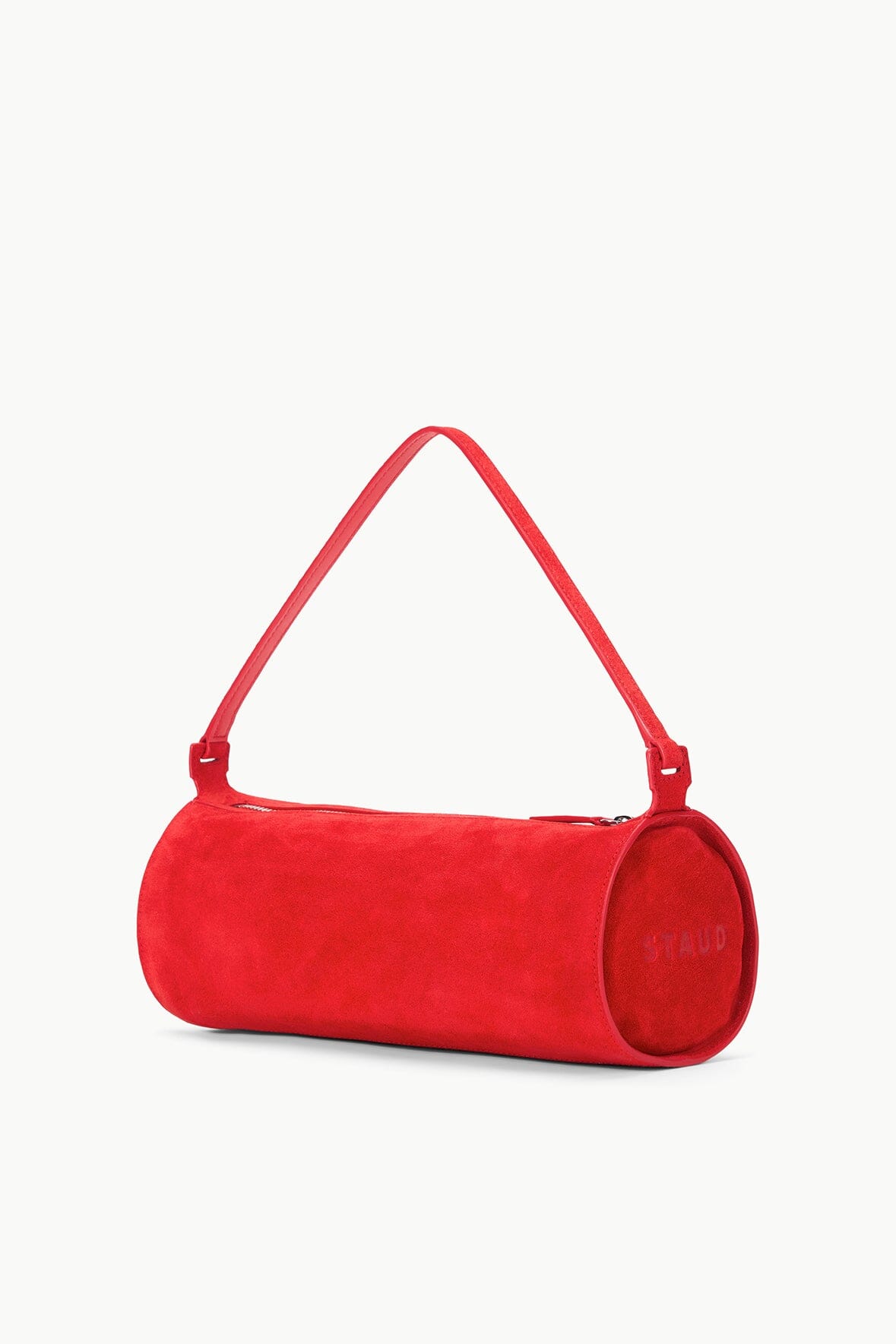 Red Rose Suede Mini Taru Shoulder Bag with Zip Closure