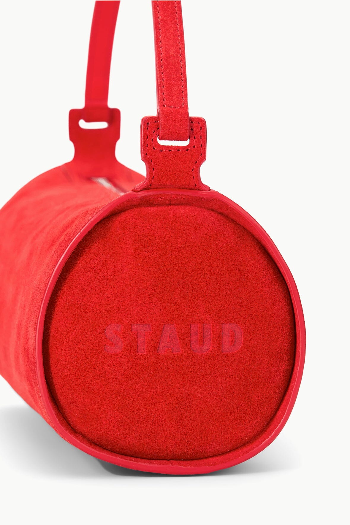 Red Rose Suede Mini Taru Shoulder Bag with Zip Closure