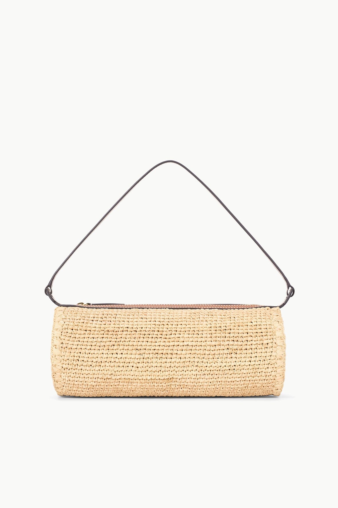 Mini Raffia Shoulder Bag | Taru Bag in Natural Tan with Zip Closure