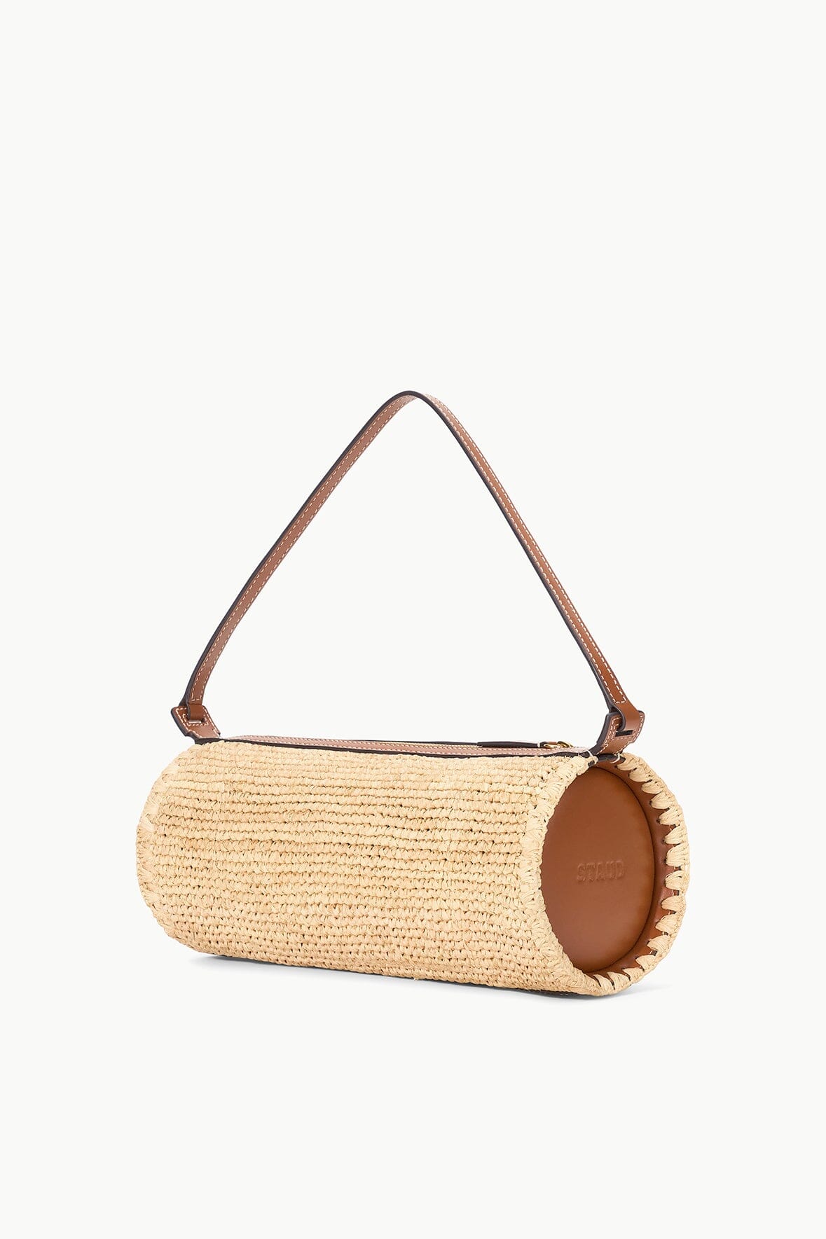 Mini Raffia Shoulder Bag | Taru Bag in Natural Tan with Zip Closure