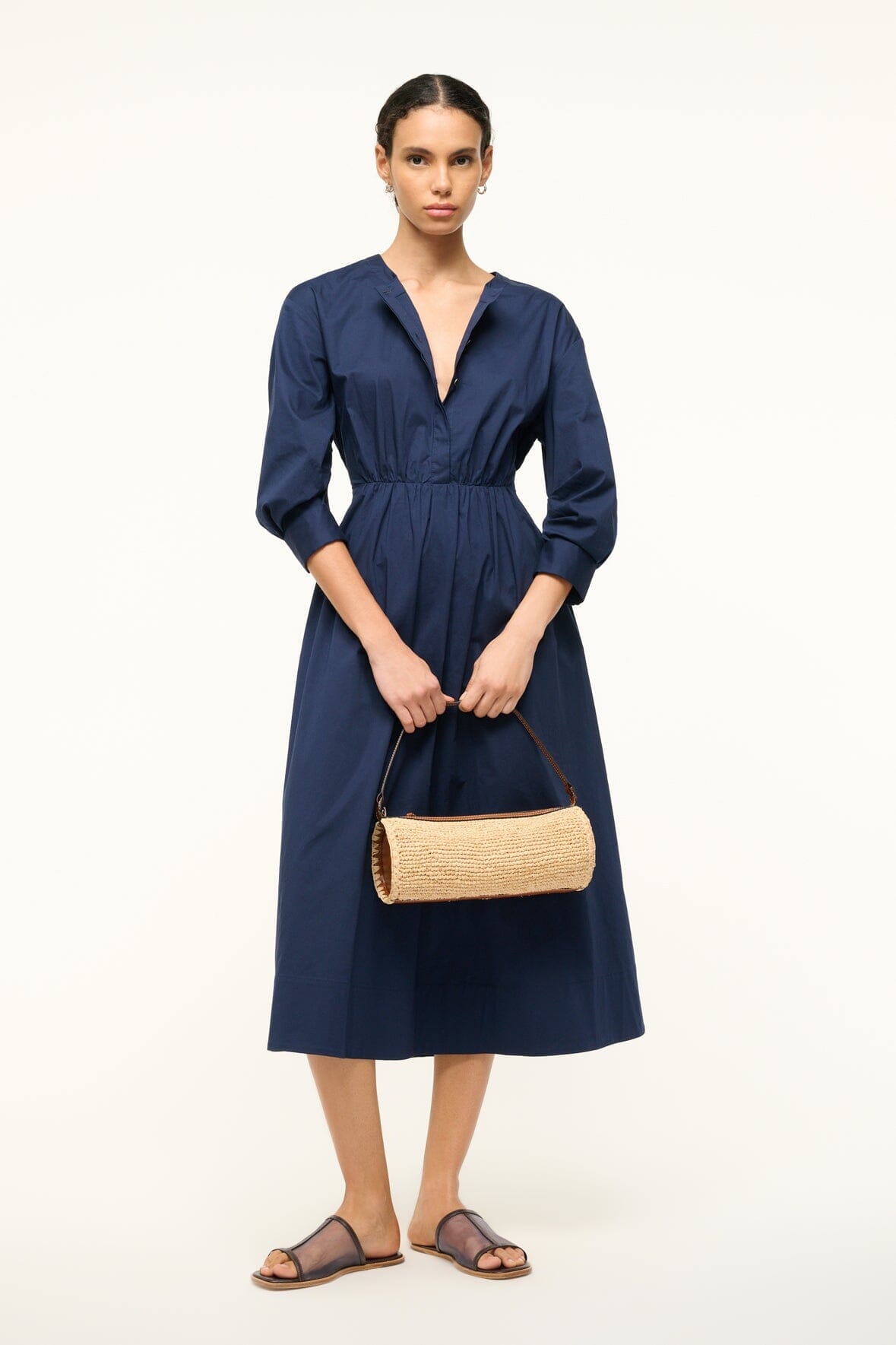 Mini Raffia Shoulder Bag | Taru Bag in Natural Tan with Zip Closure