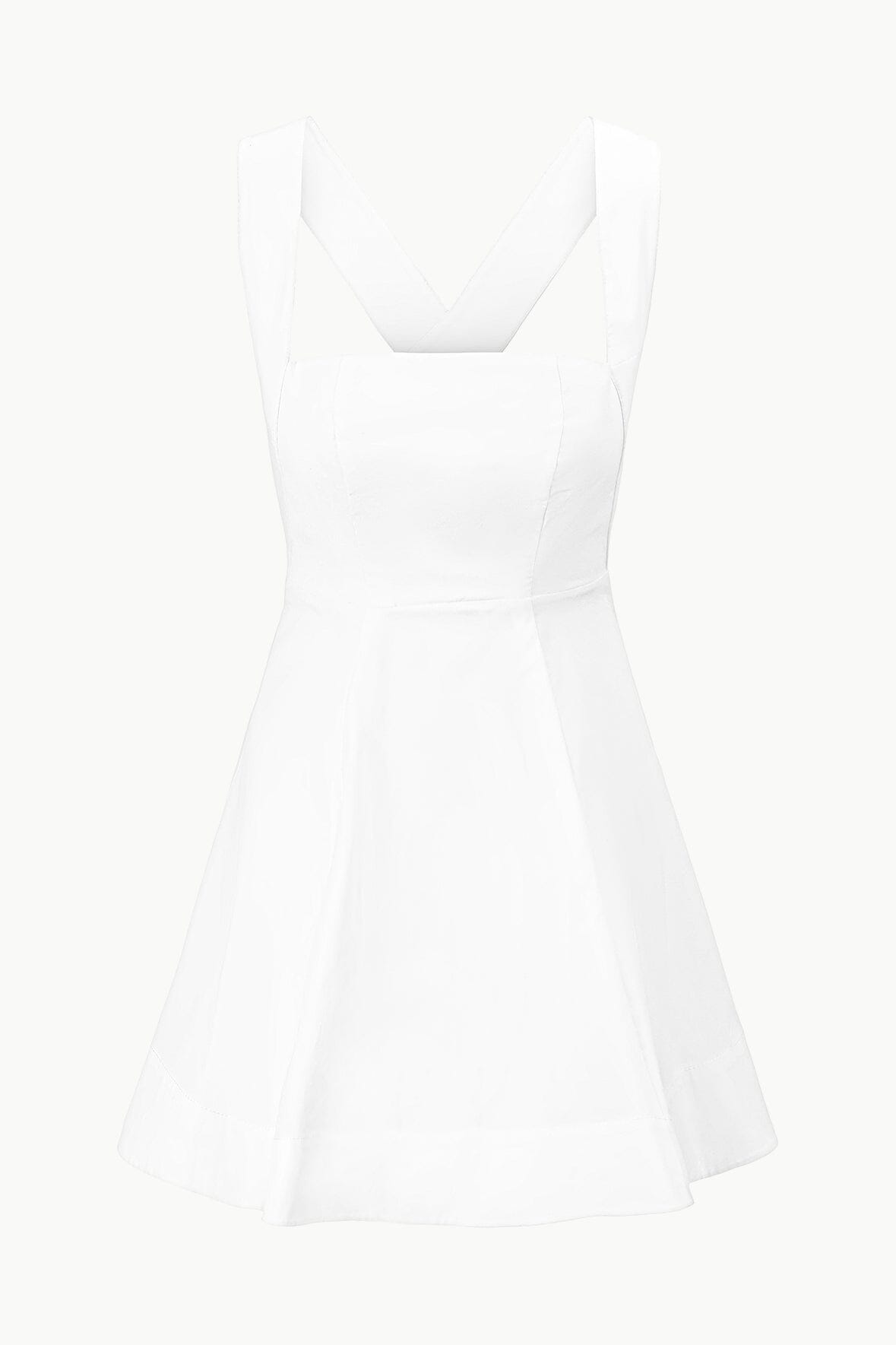 White Mini Teresa Dress with Empire Waist & Low Back Straps