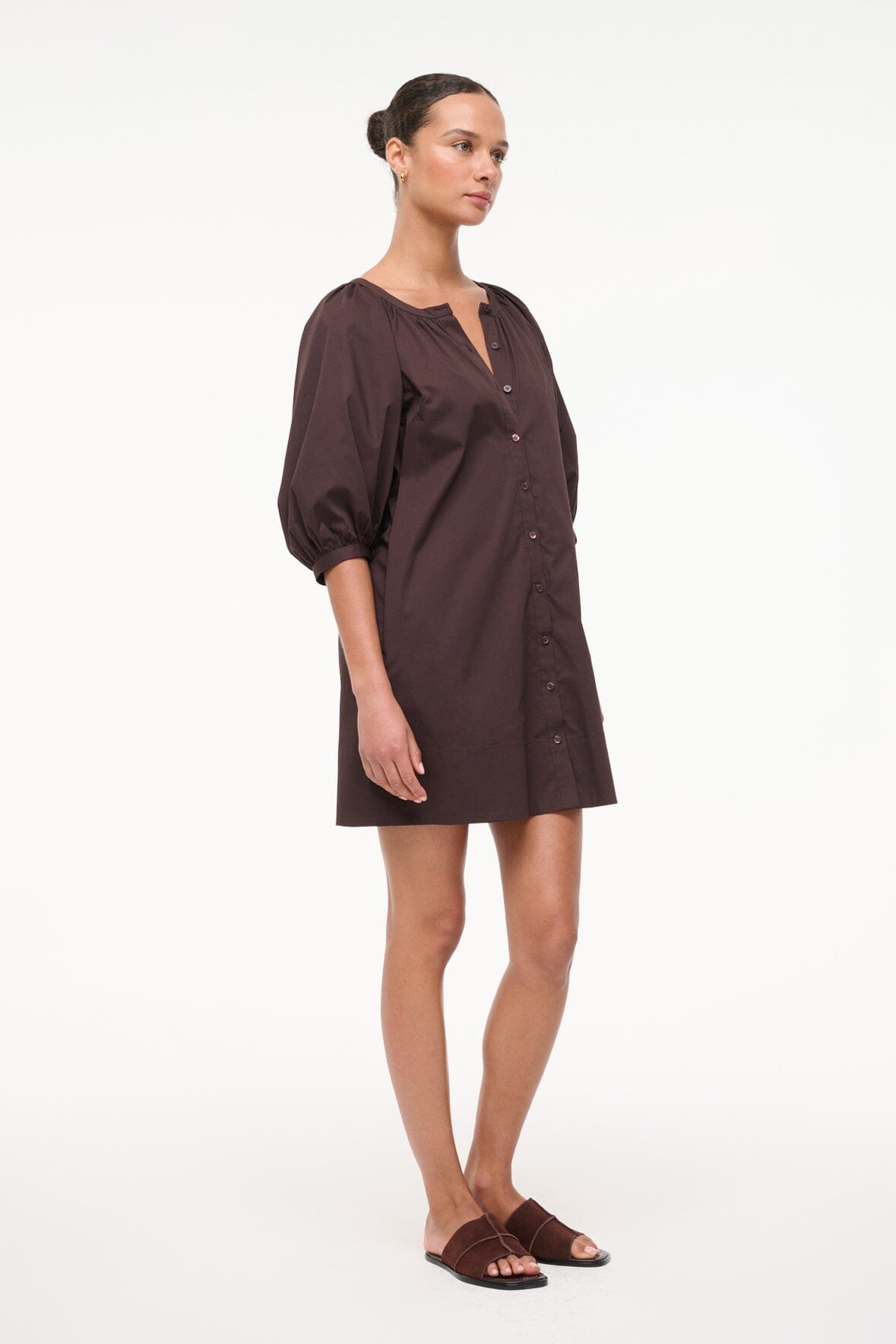 Mini Vincent Cotton Poplin Dress with Balloon Sleeves