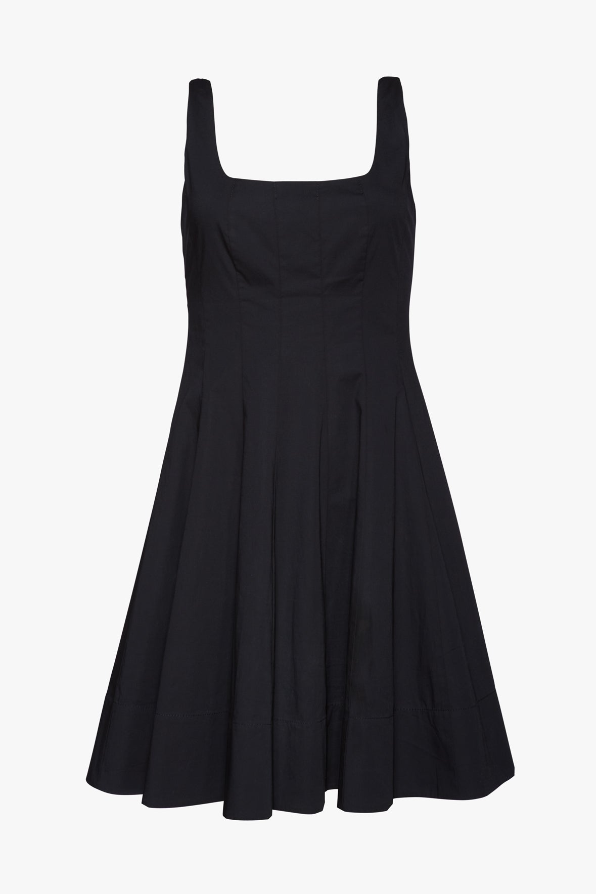 Mini Wells Corset Dress in Black - Cotton Poplin A-Line Skirt
