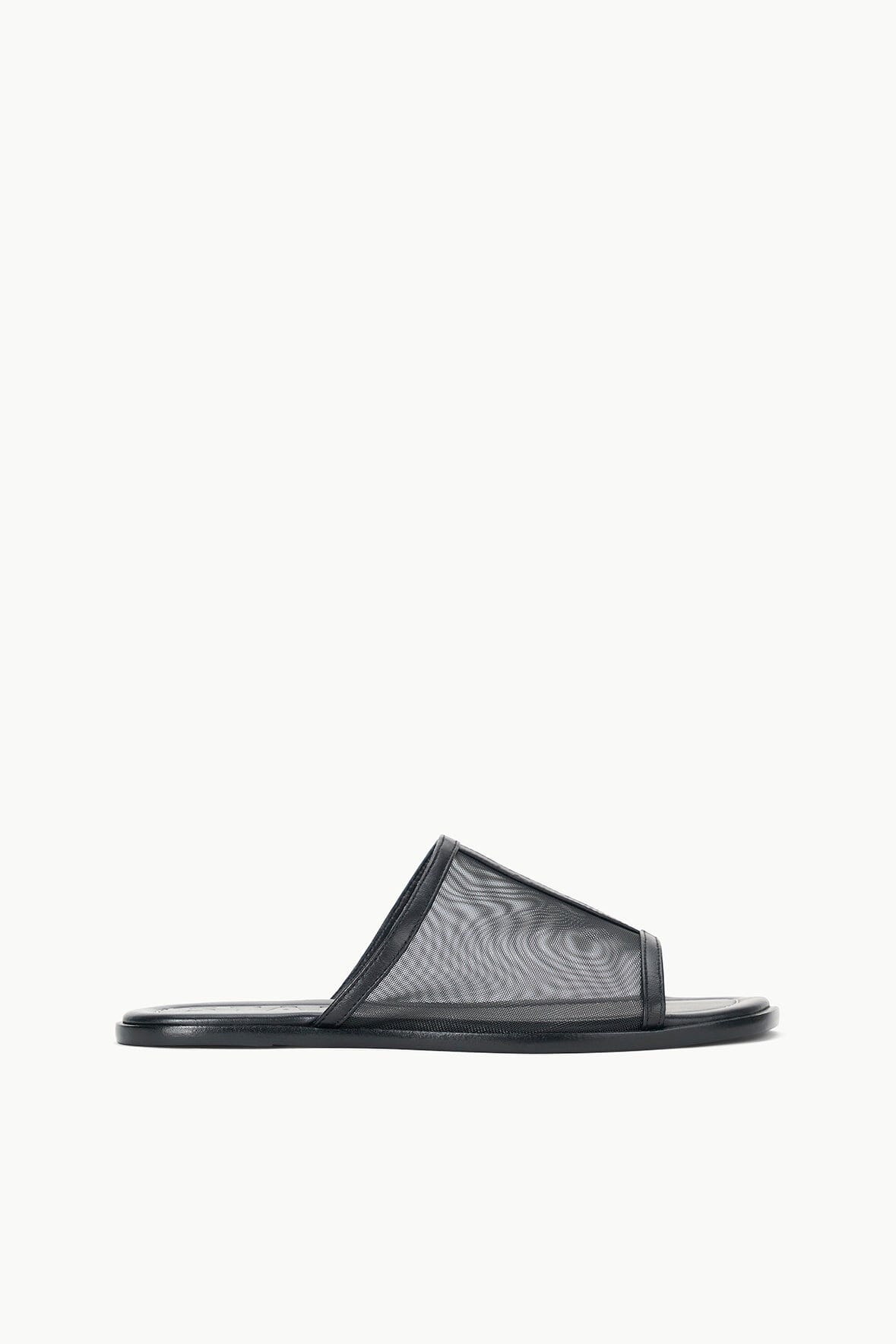 Alessandra Black Mesh Nappa Leather Slip-On Sandals