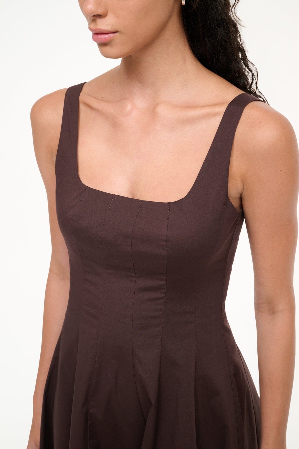 Mini Wells Cotton Poplin Dress with Corset Bodice | Earth