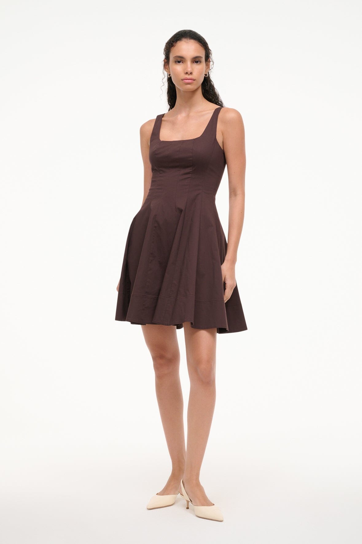 Mini Wells Cotton Poplin Dress with Corset Bodice | Earth