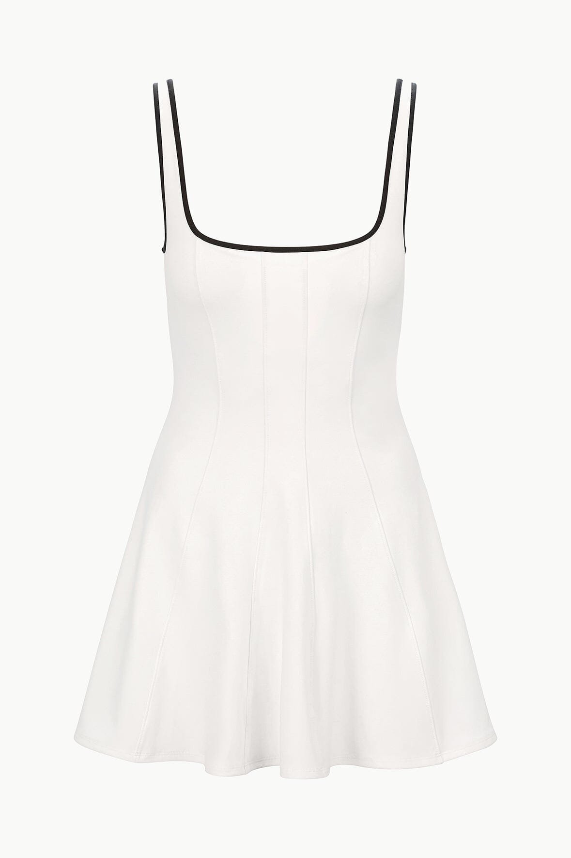 STAUD Wells Mini Sport Dress with Built-in Shorts | Ivory & Black
