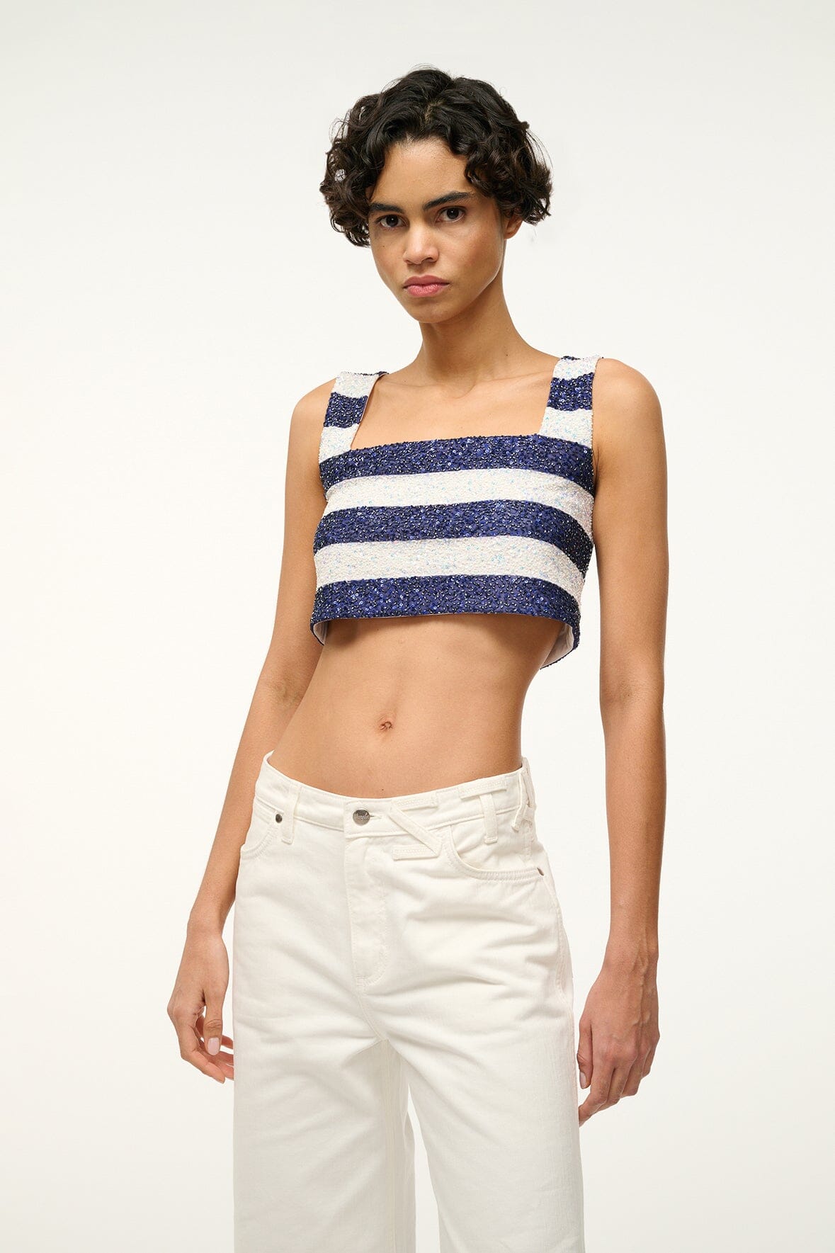 Beaded Crop Top - Monaco Square Neck Summer Top