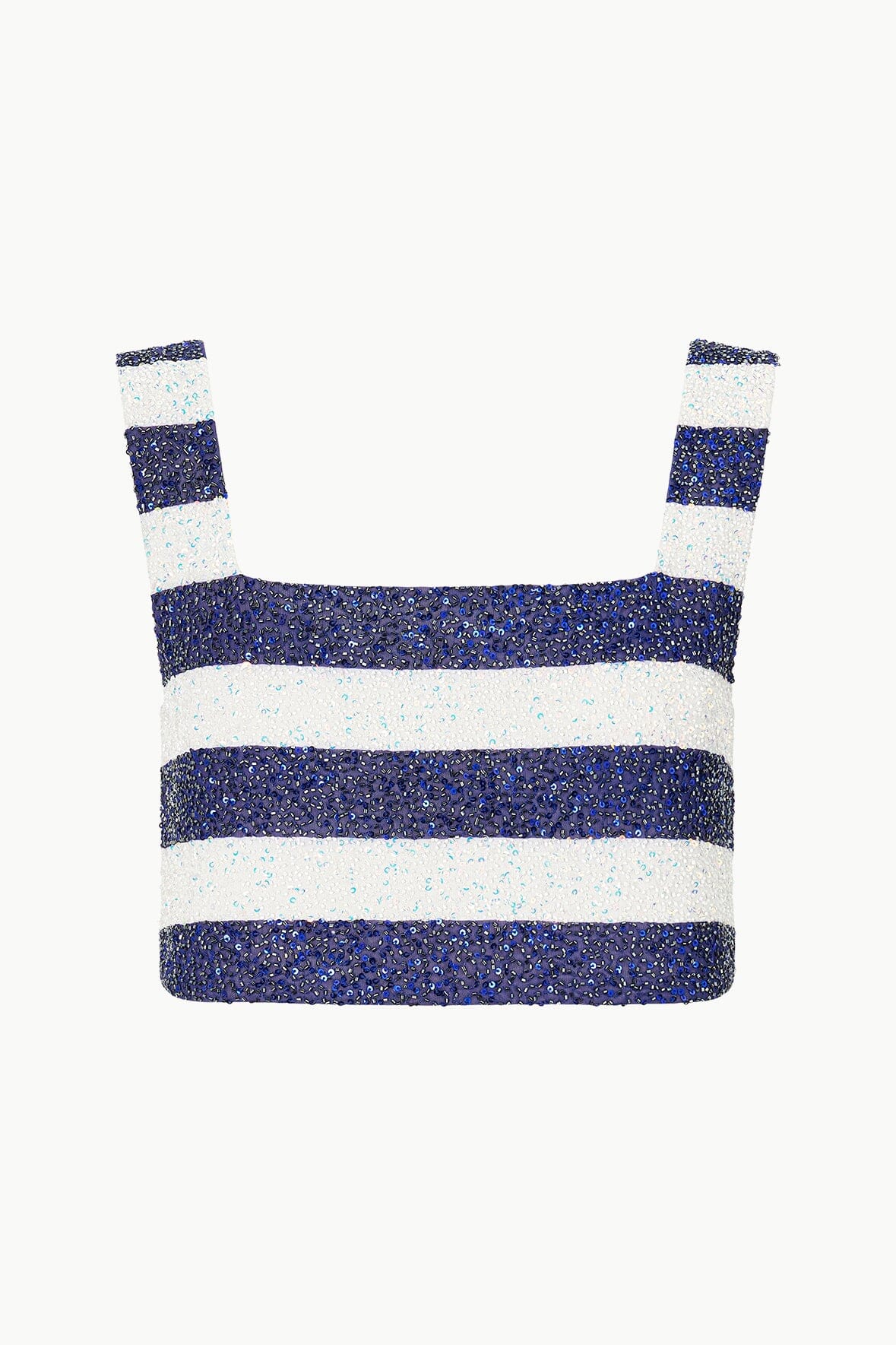 Beaded Crop Top - Monaco Square Neck Summer Top - STAUD Official Site